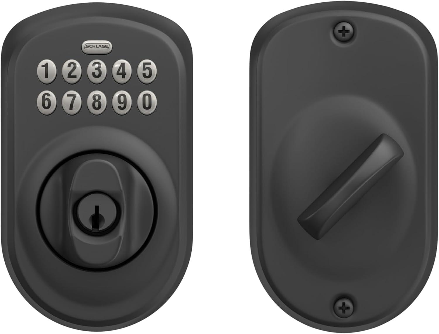 Schlage BE365 PLY 622 Keypad Electronic Deadbolt, Matte Black