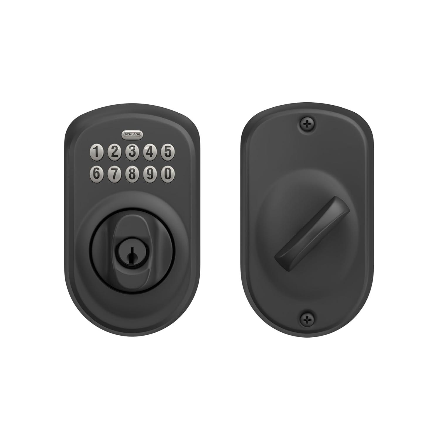 Schlage BE365 PLY 622 Keypad Electronic Deadbolt, Matte Black