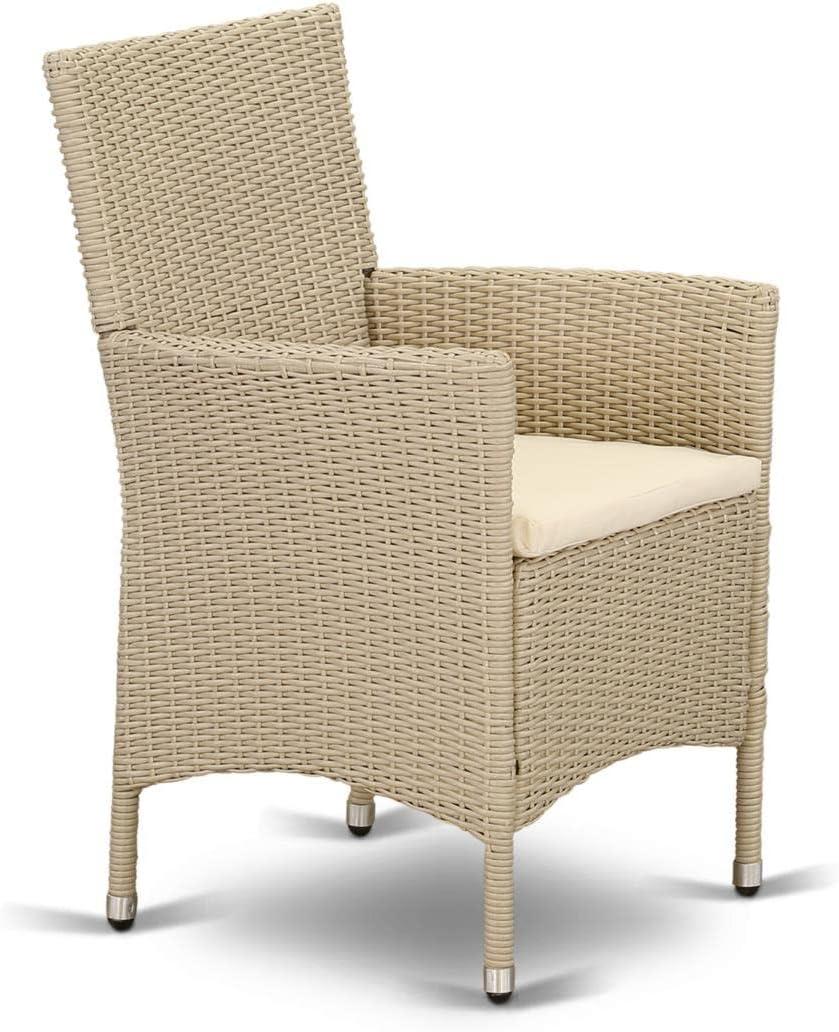 East West Furniture  Valencia Outdoor-furniture Wicker Patio Chair - Cream - Set of 2