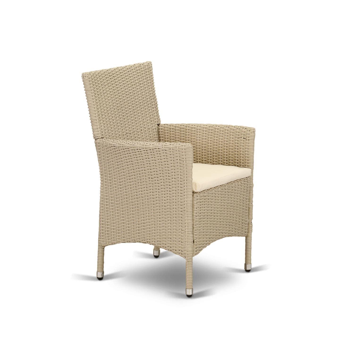 East West Furniture  Valencia Outdoor-furniture Wicker Patio Chair - Cream - Set of 2