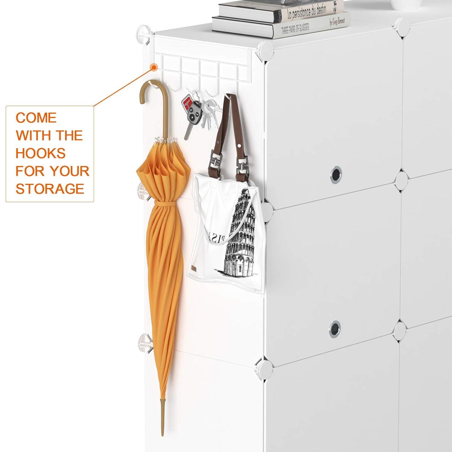 Shoe Rack, 8 Tier Shoe Storage Cabinet with Door, 32 Pair Shoe Organizer Shelves for Closet Hallway Bedroom Entryway, White