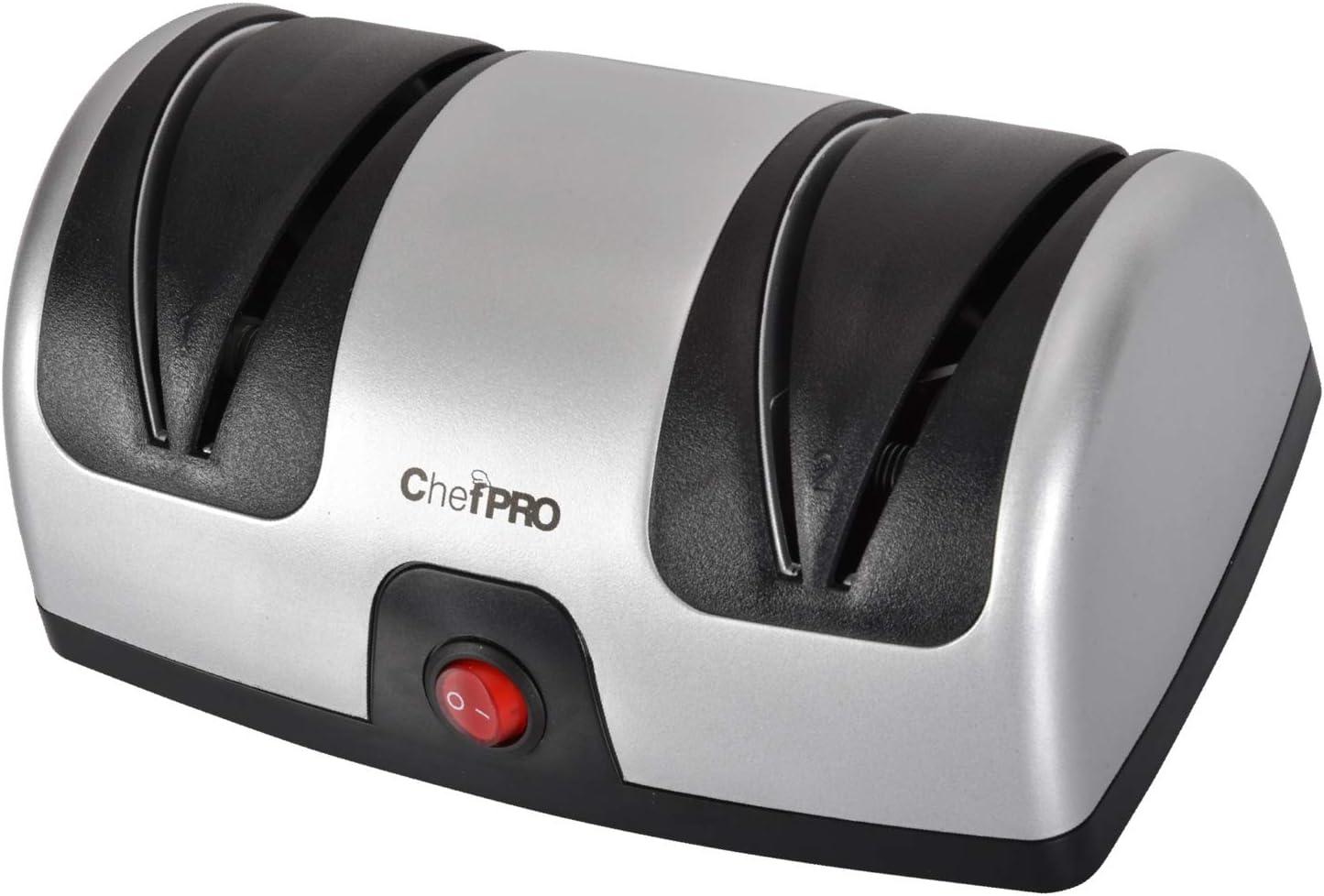 Electric Kitchen Knife Sharpener and Polishing System, Black-Silver (Chef PRO)