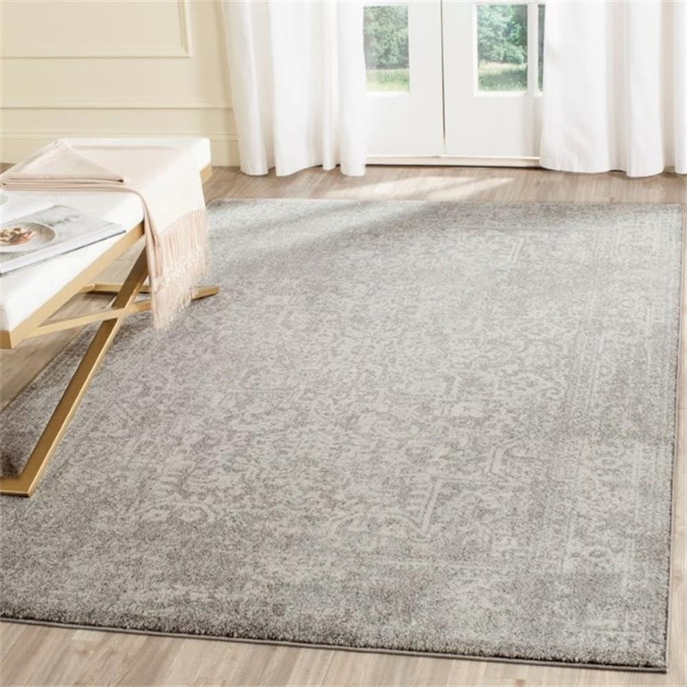 Evoke EVK256 Power Loomed Indoor Area Rug - Silver/Ivory - 6'7"x6'7" - Safavieh