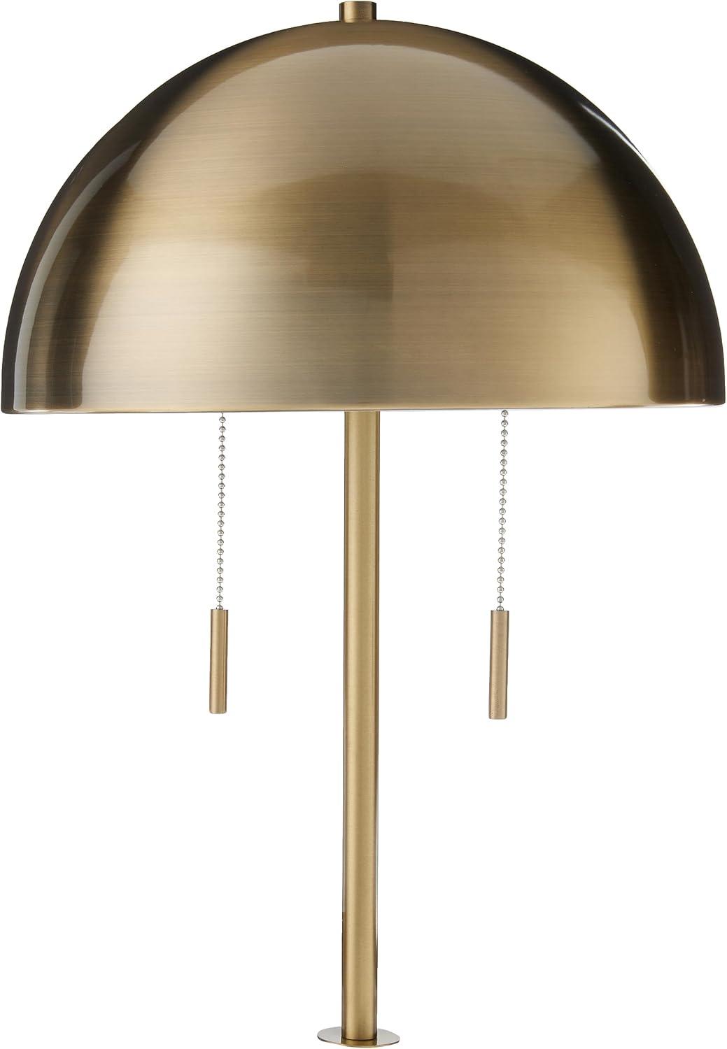 18" White and Brass Dome Table Lamp with Glass Base