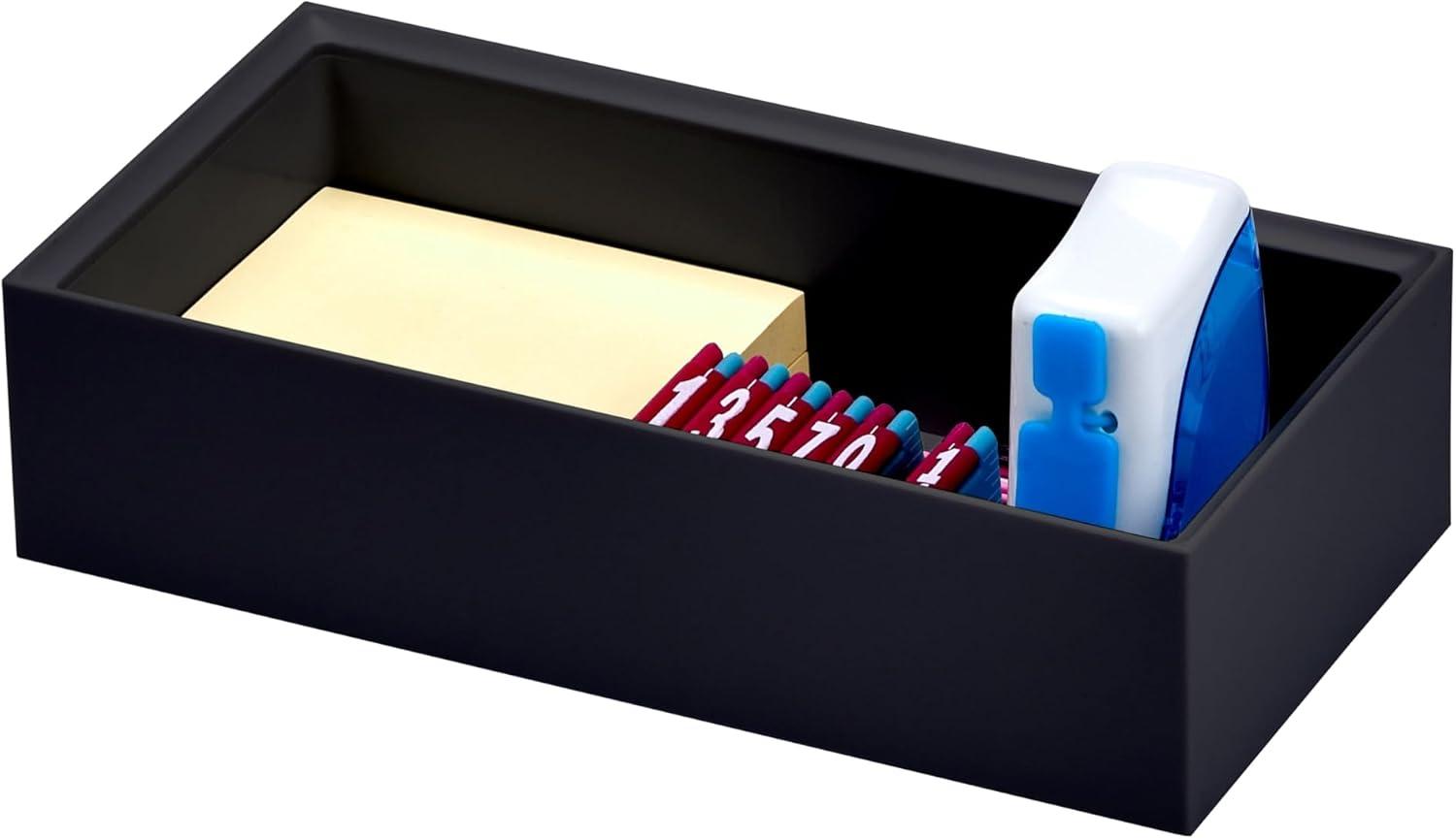 Black Stackable Desk Organizer Tray with Divider