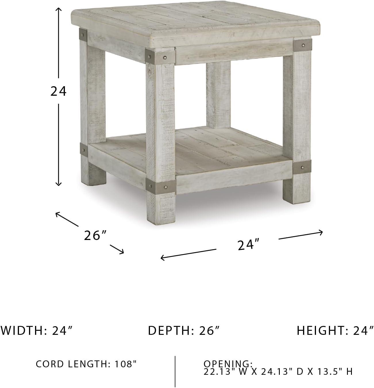 Carynhurst Rectangular End Table White - Signature Design by Ashley: Farmhouse Style, Distressed Finish, Storage Shelf