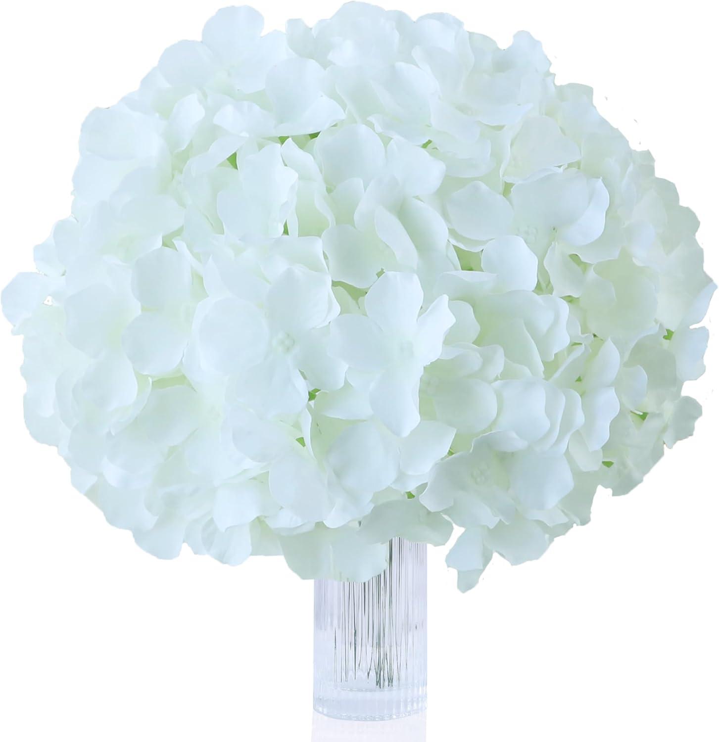 TITOUMI Hydrangea Silk Flowers Heads Blush Pack of 10 Full Hydrangea Flowers Artificial with Stems for Wedding Home Party Shop Baby Shower Décor