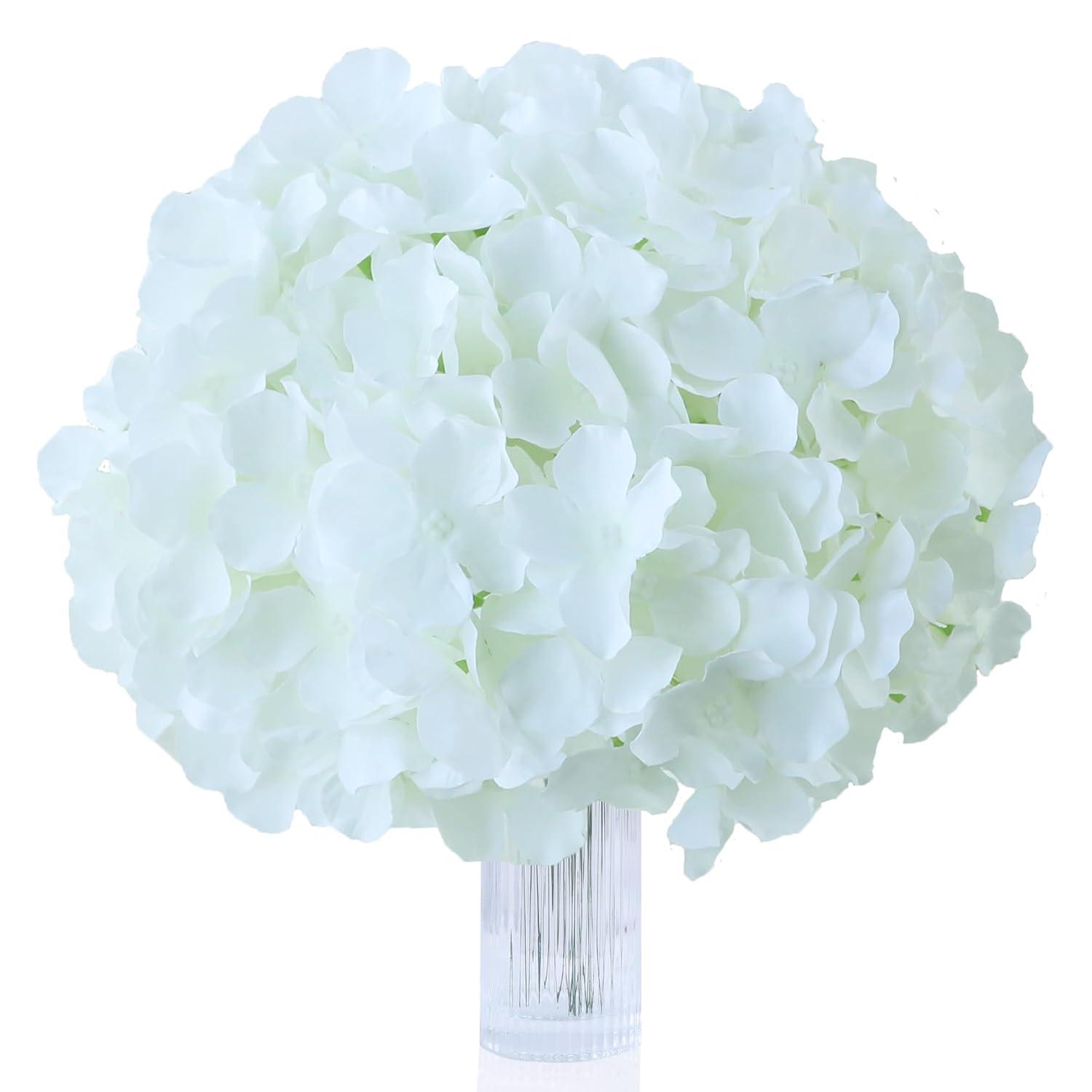 TITOUMI Hydrangea Silk Flowers Heads Blush Pack of 10 Full Hydrangea Flowers Artificial with Stems for Wedding Home Party Shop Baby Shower Décor