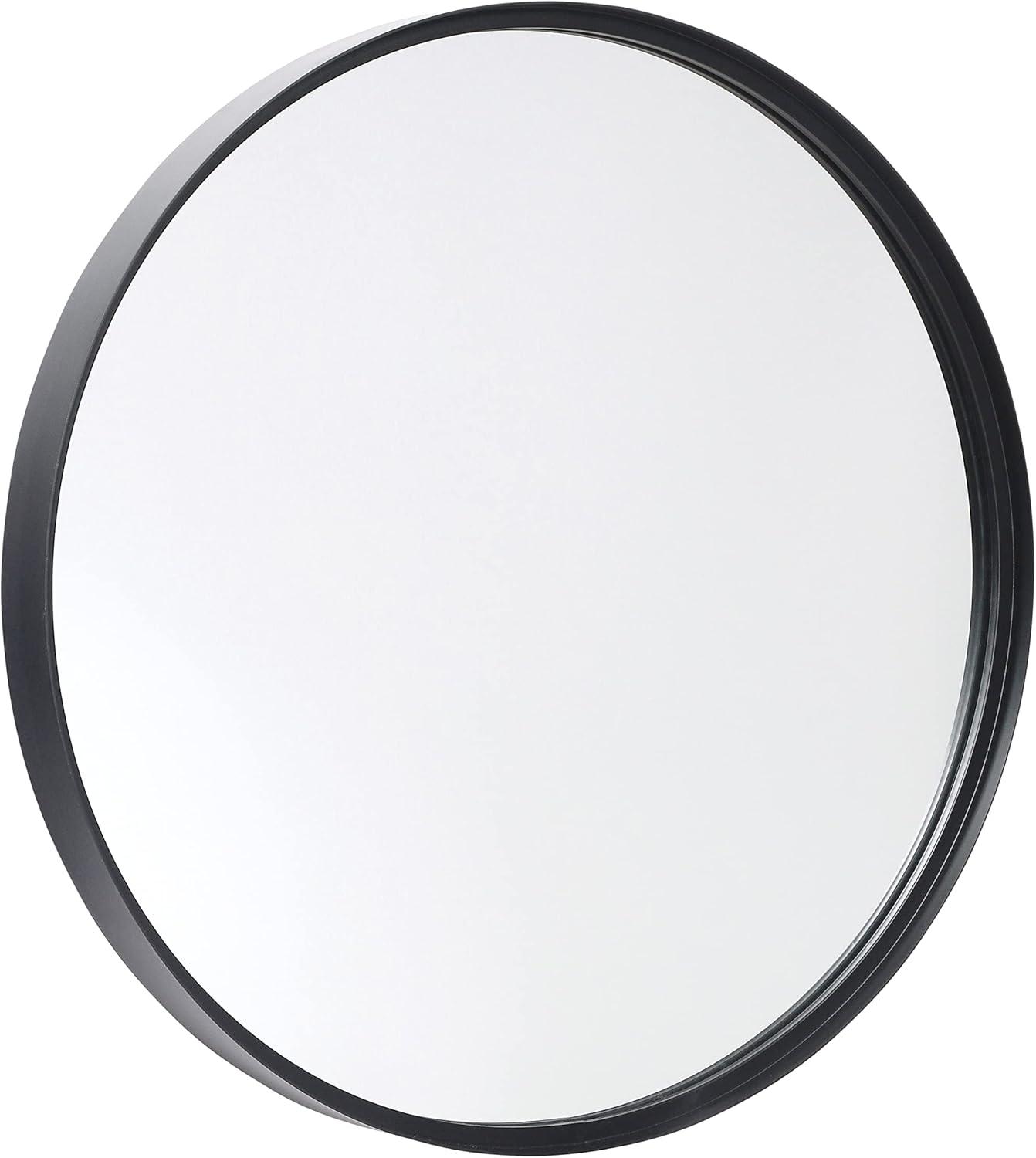 HBCY Creations Black Round Wall Mirror - 30 Inch Large Round Mirror, Rustic Accent Mirror for Bathroom, Entry, Dining Room, & Living Room - Metal Mirror for Wall