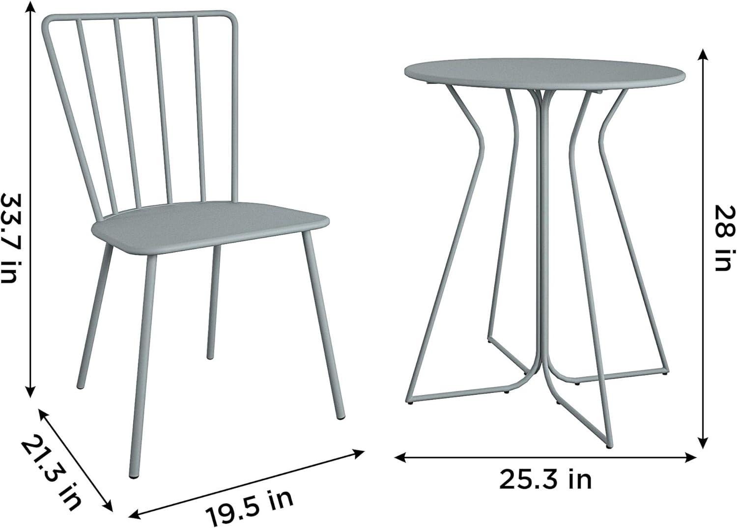 Heidi Gray 3-Piece Round Steel Bistro Set