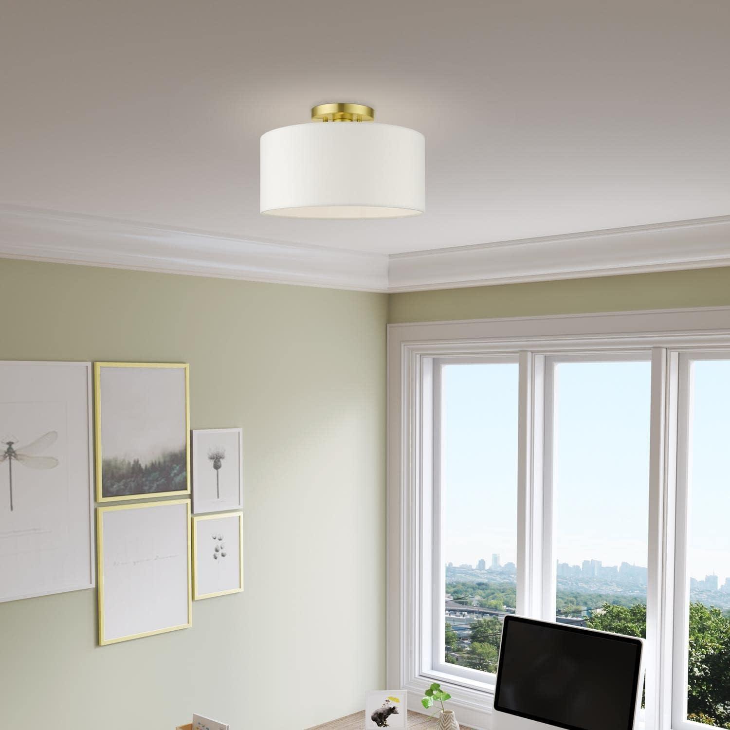 Livex Lighting Meridian 1 - Light Semi-Flush Mount in  Satin Brass