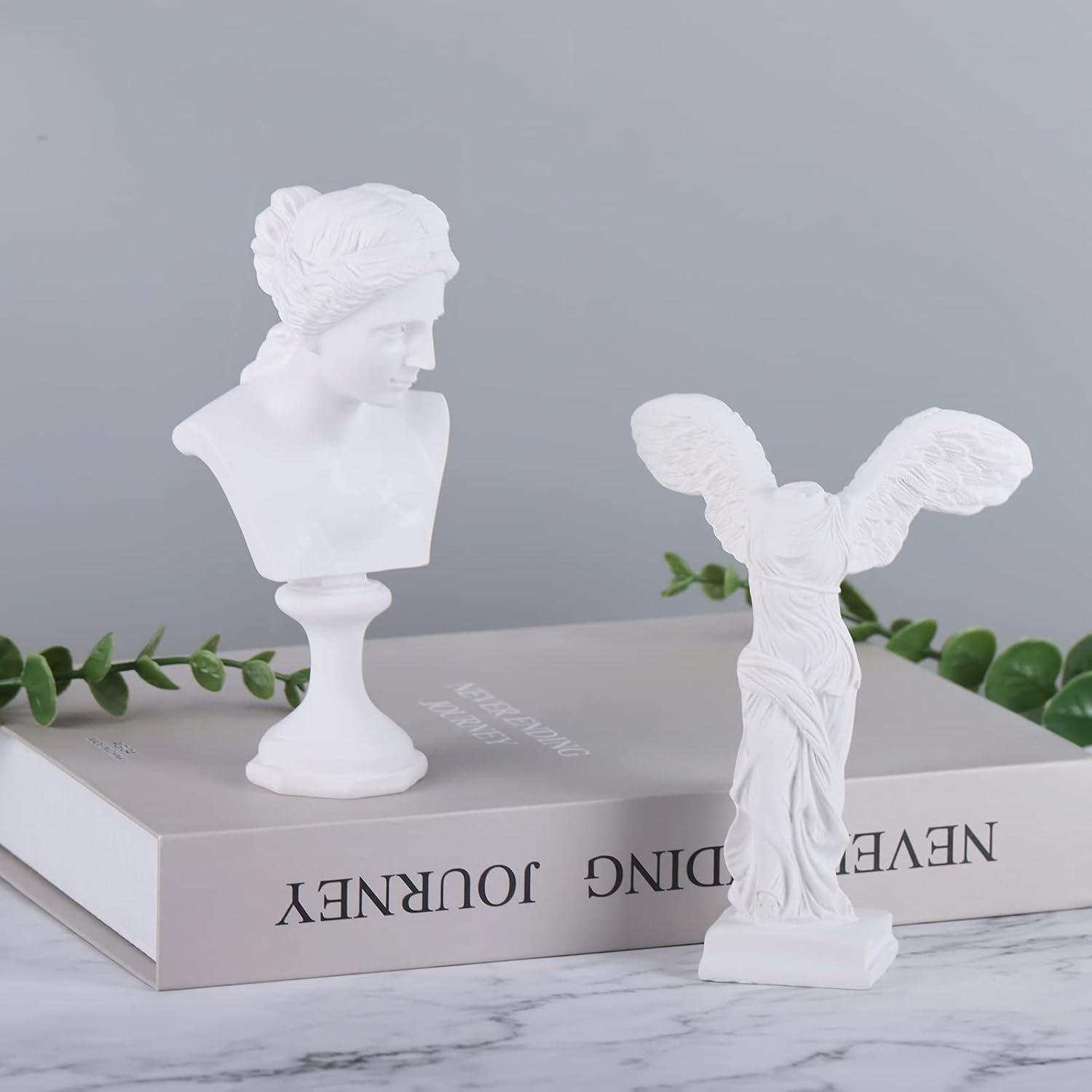 Winged Victory Goddess Statue Crafted in Resin for Home Decor White 10.2 Inches