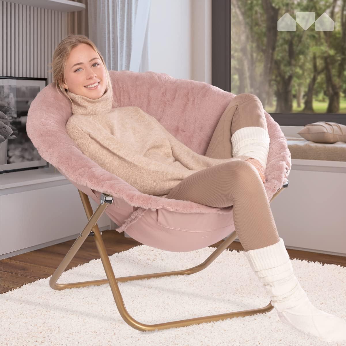 Milliard Cozy Faux Fur Saucer Chair X-Large, Pink