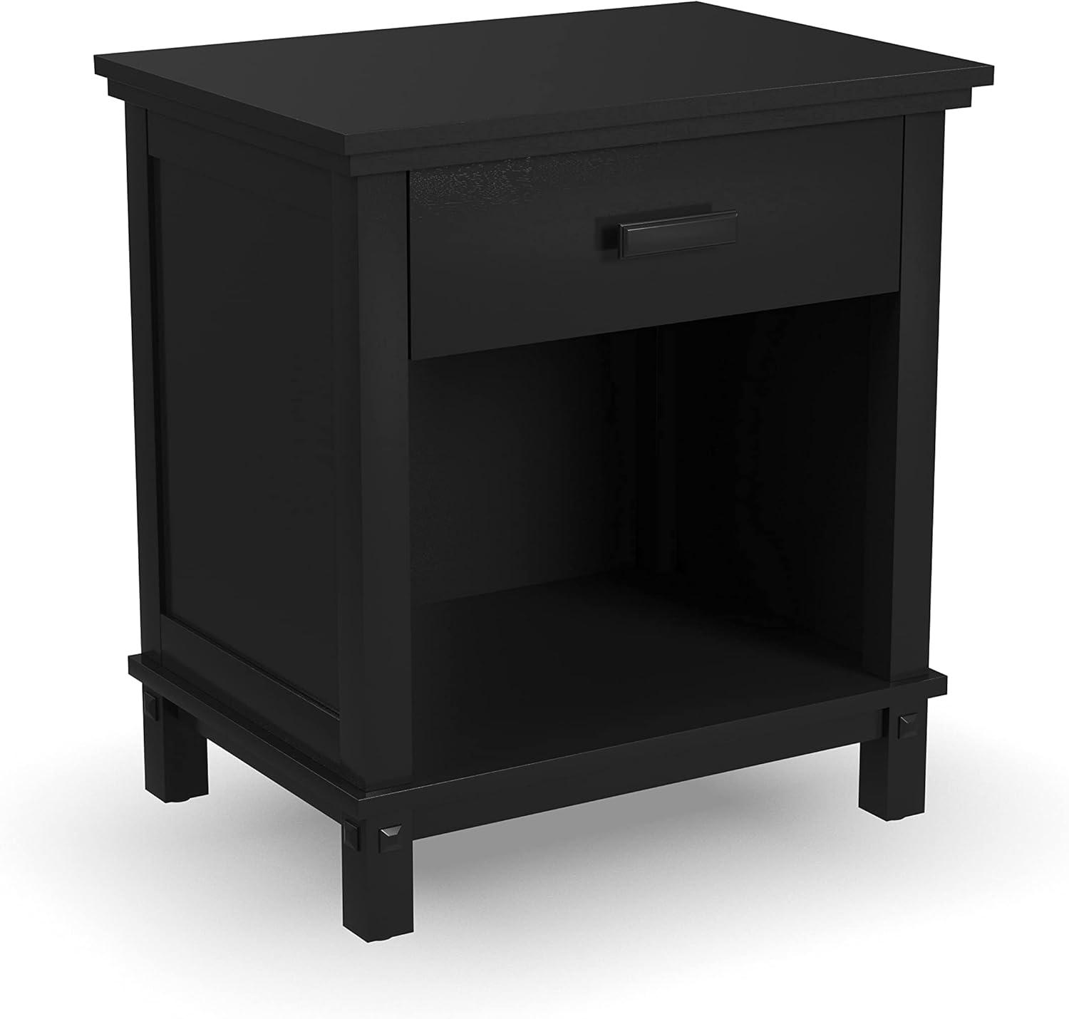Homestyles Oak Park 1-Drawer Traditional Wood Closed Nightstand in Black