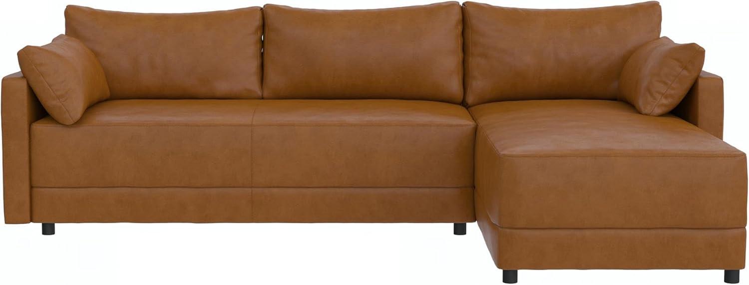 Dorel Living Kindra Sectional Sofa, Camel Faux Leather