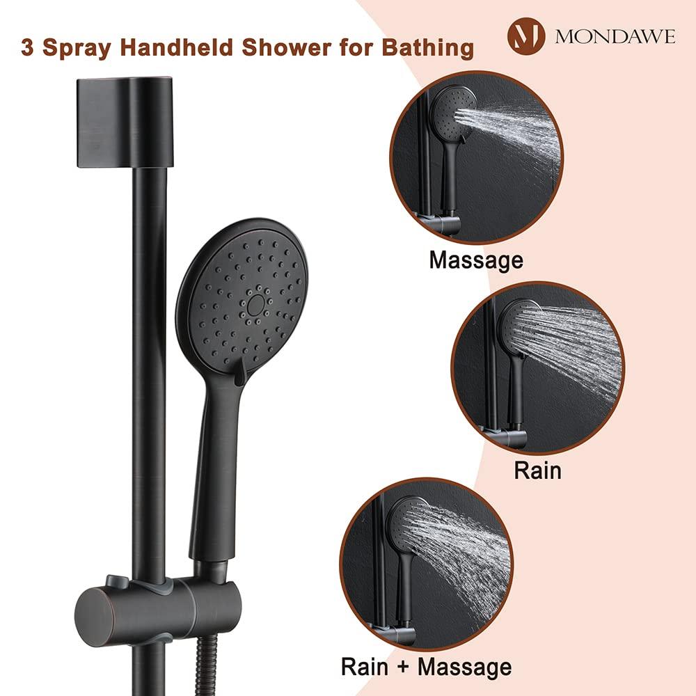 mondawe Calliope Wall Mounted 2-Function Retro Pressure-Balanced Shower System with 3 Setting Handheld MD-A3815-ORB
