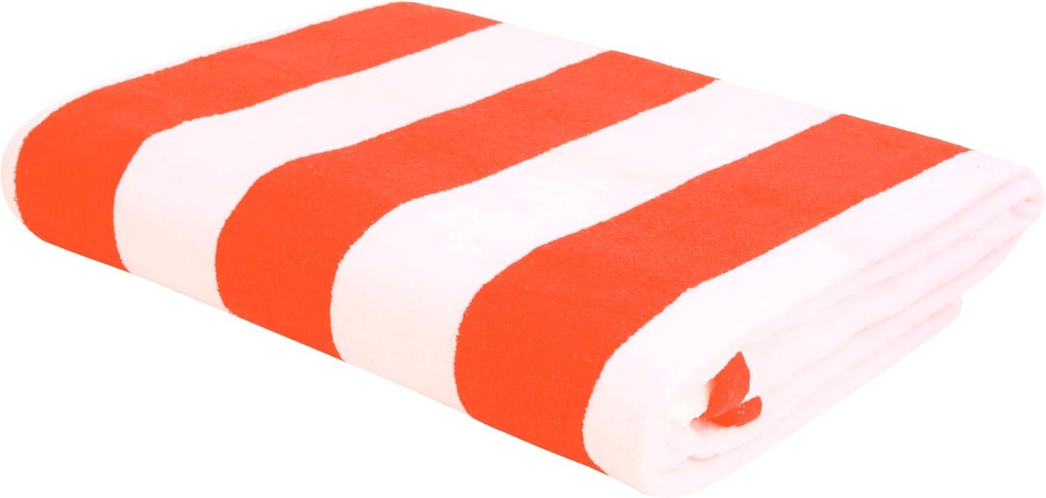 American Soft Linen Beach Towel, 100% Cotton Cabana Striped Beach Towel, 30 in by 60 in Soft Absorbent Beach Pool Towel
, Orange
