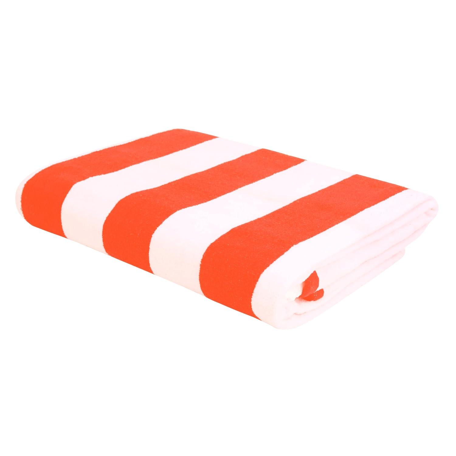 American Soft Linen Beach Towel, 100% Cotton Cabana Striped Beach Towel, 30 in by 60 in Soft Absorbent Beach Pool Towel
, Orange