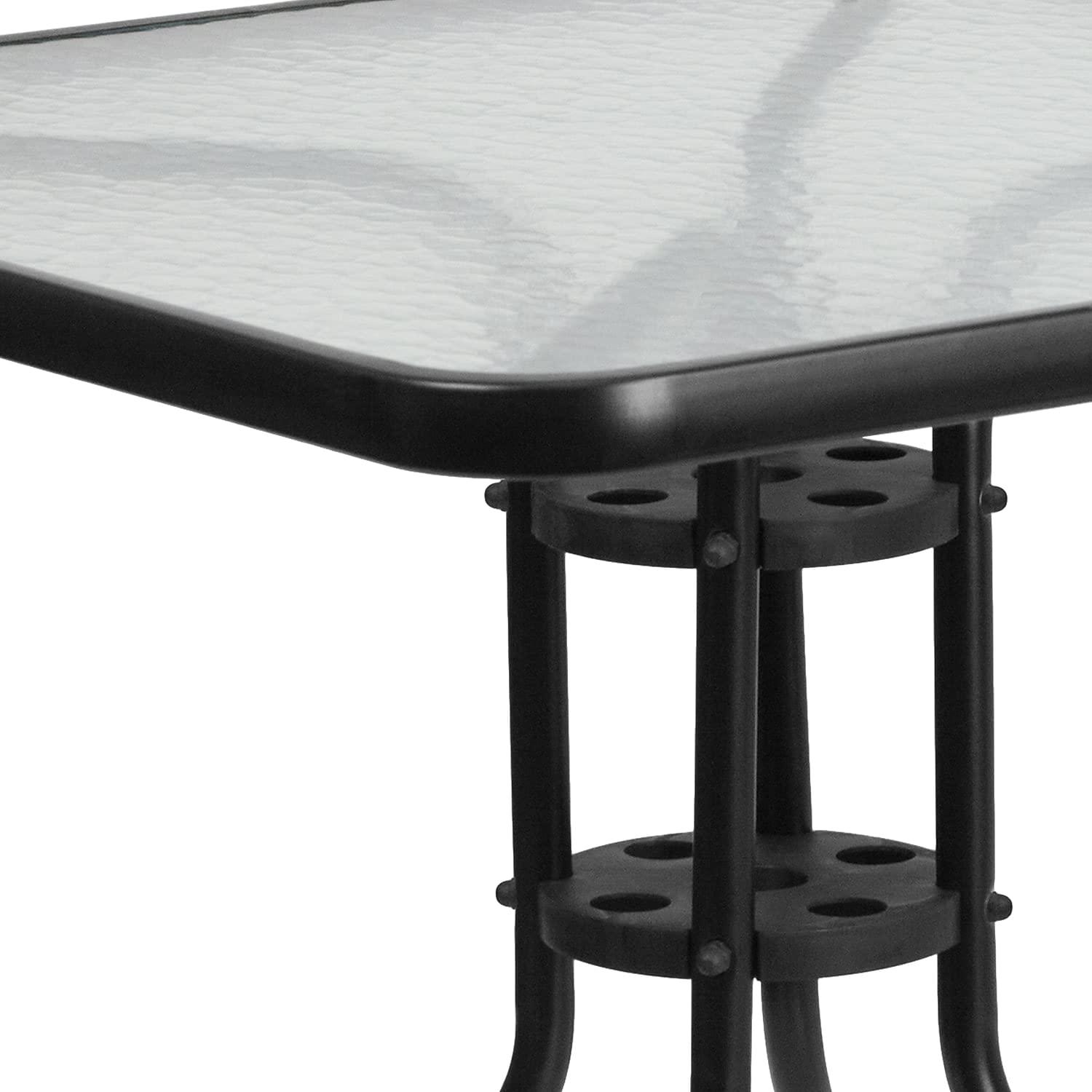 Flash Furniture 31.5'' Square Tempered Glass Metal Table
