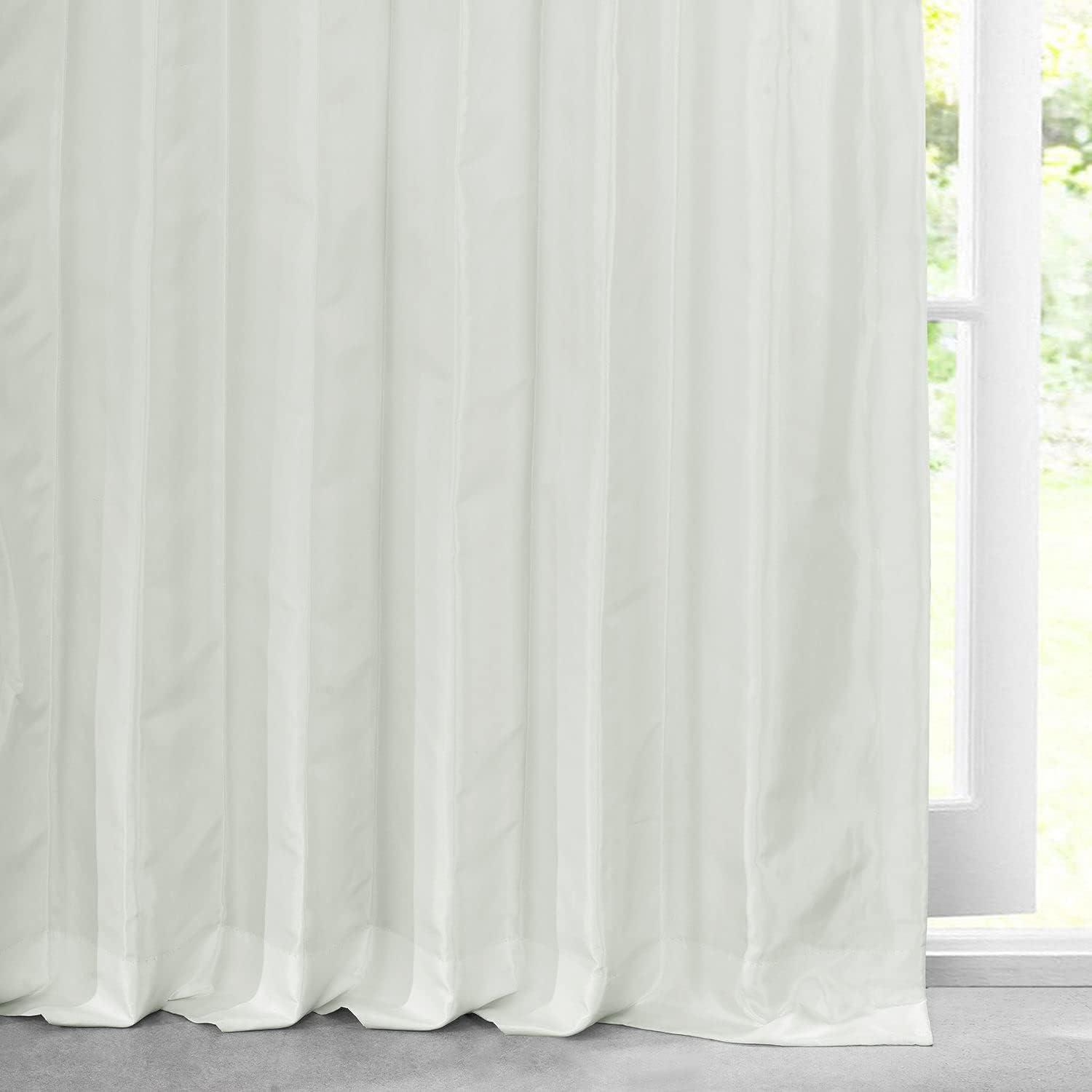 Eggshell Faux Silk Taffeta Curtain (1 Panel), Eggshell, 50W X 84L