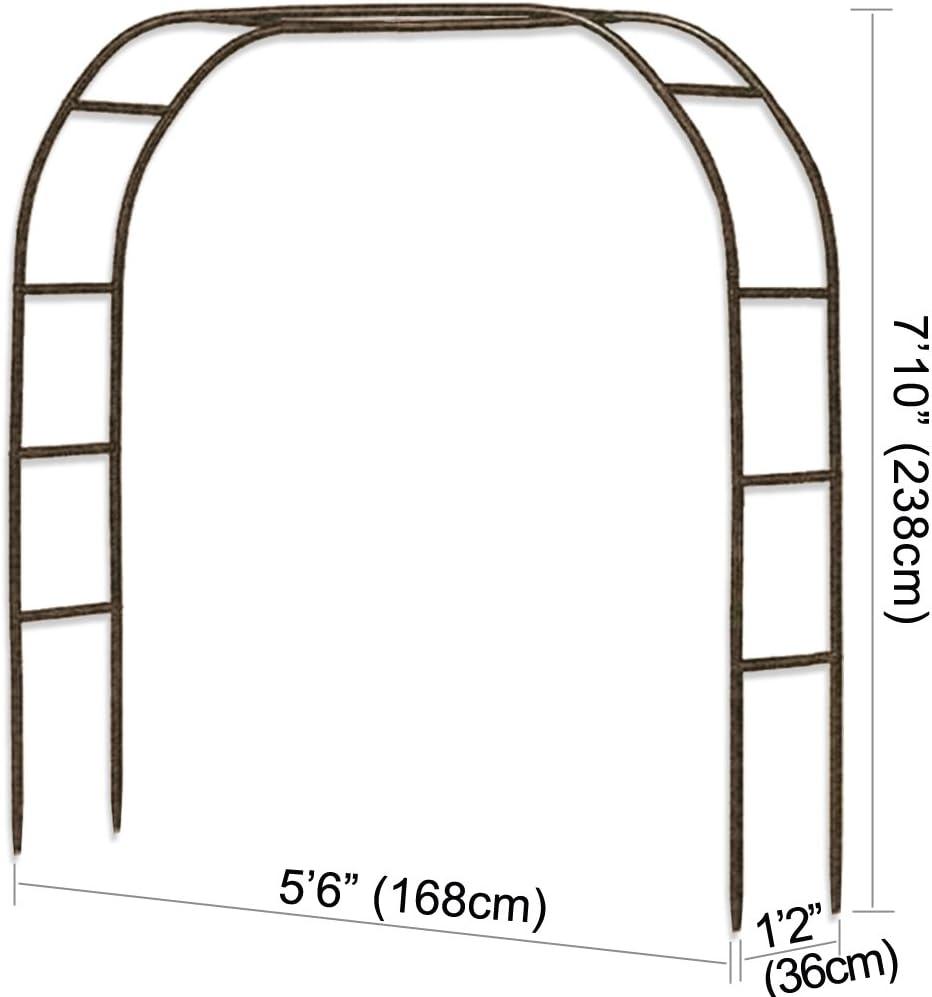 Metal Garden Arch,7.8 Feet High x 5.5 Feet Wide Sturdy Metal Arbor with Sharp Ends for Climbing Vines and Plants,Weddings Quinceaneras Party Decoration