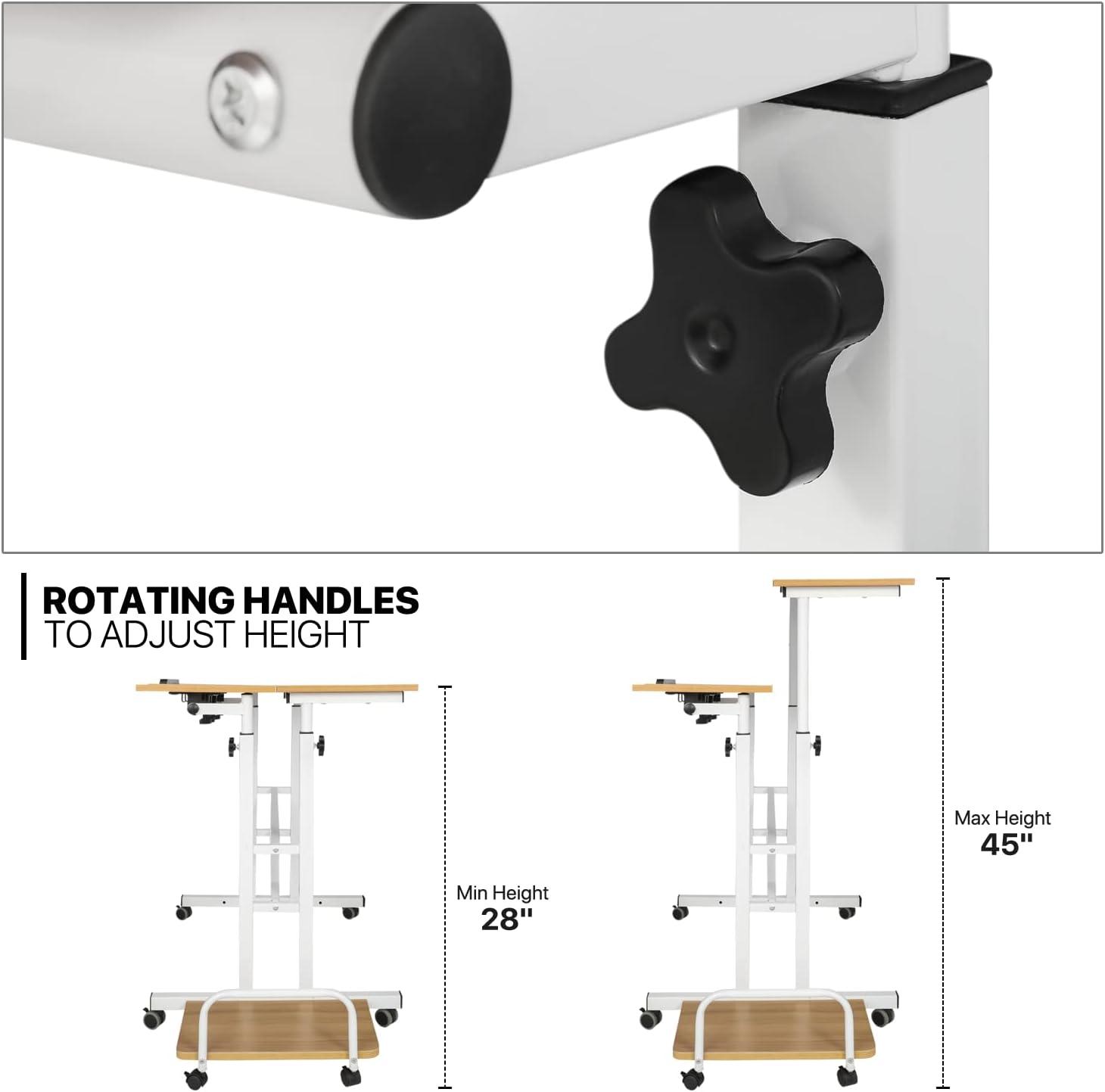 Rolling Standing Laptop Table With Monitor Shelf & Host Rack