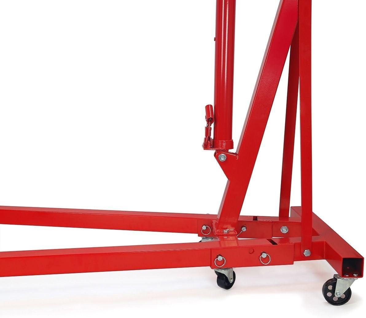 Stark 2 Ton Engine Hoist Stand Cherry Picker Ship Crane Lift Workshop Foldable Stand, Red