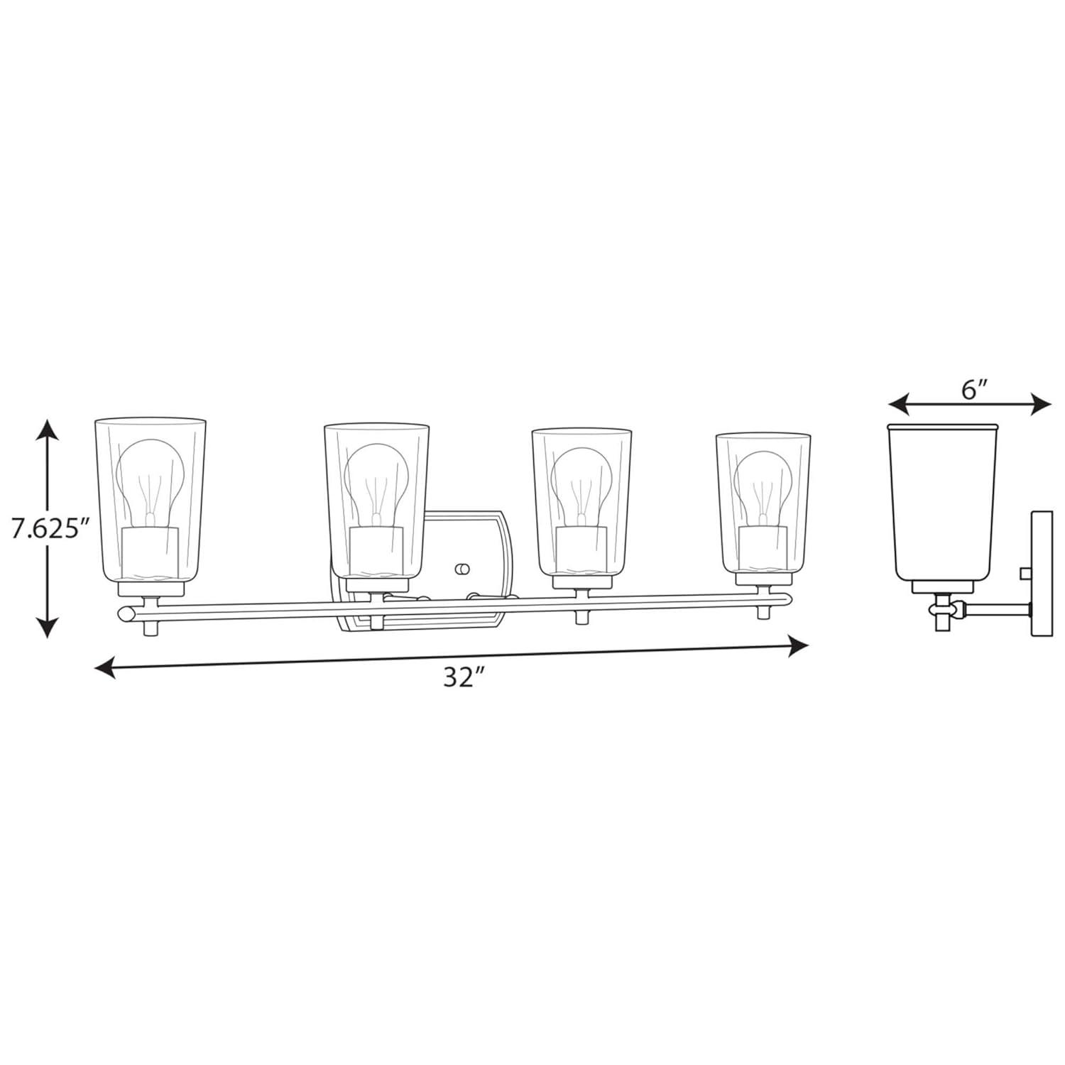 Progress Lighting Adley 4-Light Bath Vanity in Black with Clear Glass Shades