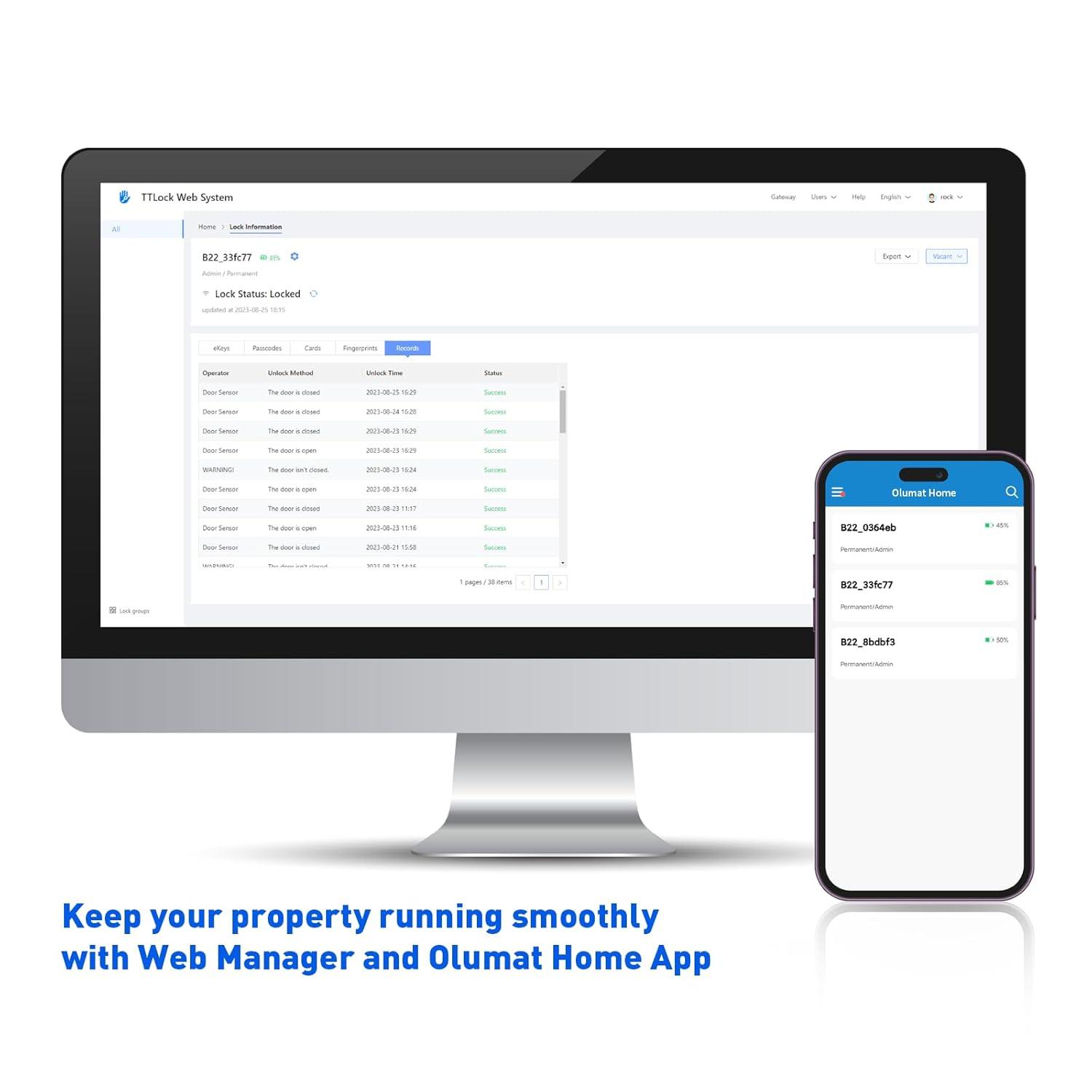 Smart Lock with Handle: Wi-Fi Keyless Entry Door Lock - Smart Locks for Front Door - Biometric Fingerprint Door Lock - Smart Door Lock with Keypad - Garage Door with App Control - Auto Lock