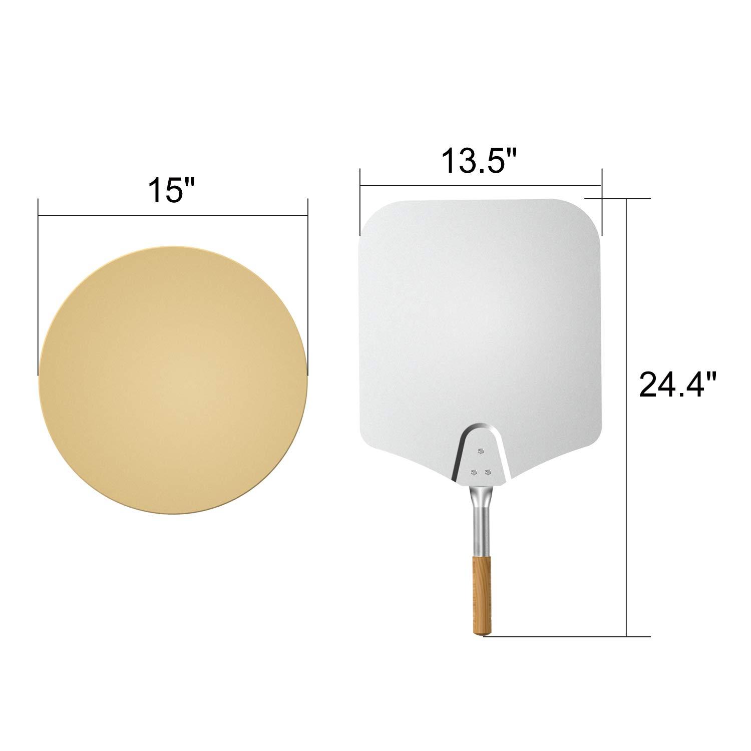 onlyfire Stainless Steel Multi-purpose Rotisserie and Pizza Combo Kit for Weber 22-Inch Kettle Charcoal Grills - Include Pizza Peel and Pizza Stone