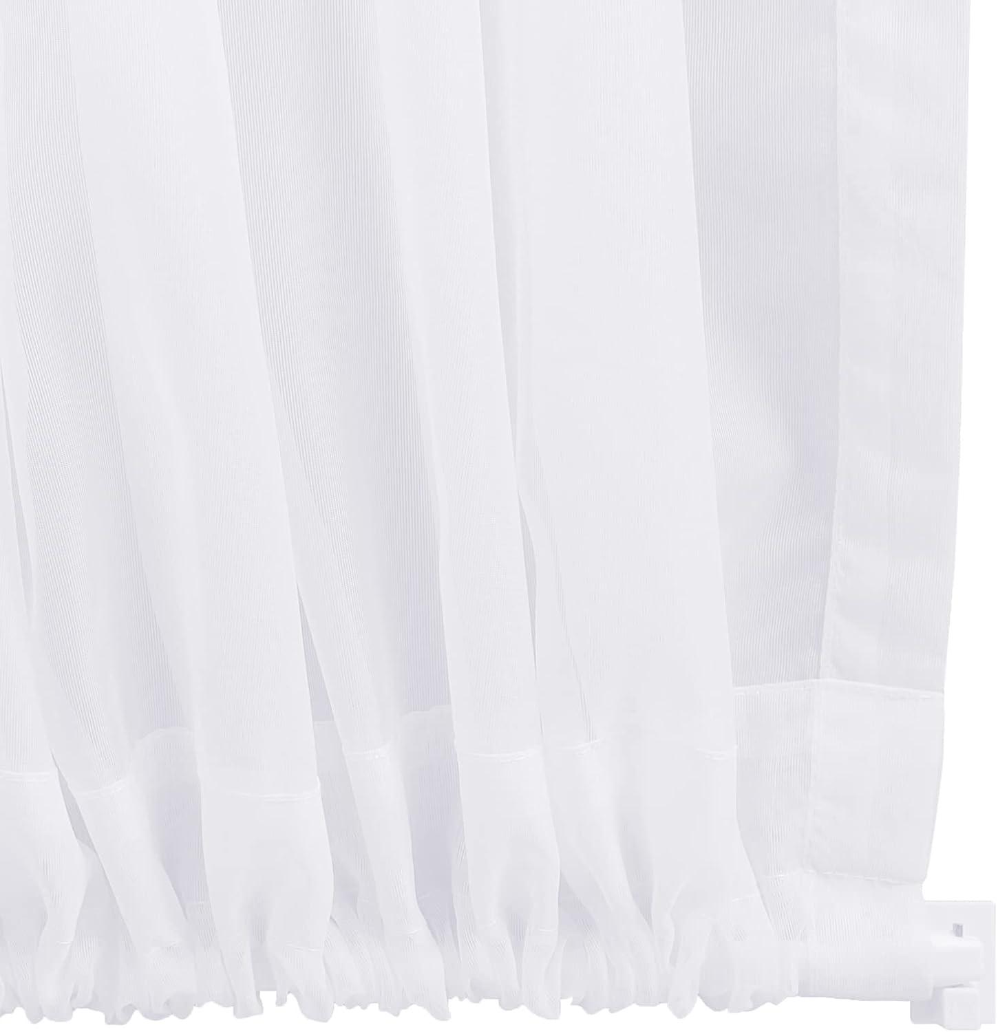 Rose Home Fashion Voile French Door Curtains Set of 2 Panels, Sidelight Curtains for Front Door with Tieback, Privacy Sheer Doorway Light Filtering Panels, White, W40 x L72