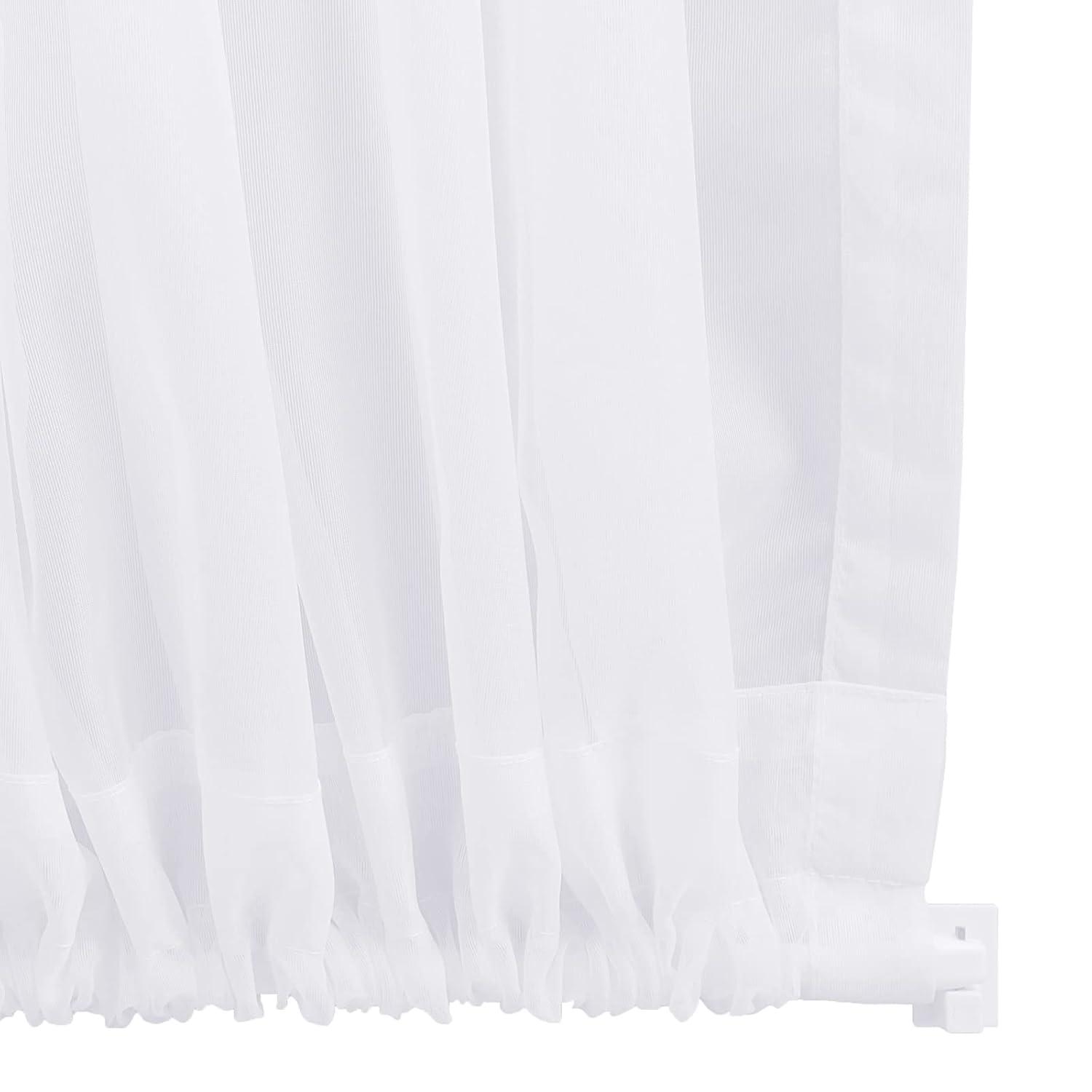 Rose Home Fashion Voile French Door Curtains Set of 2 Panels, Sidelight Curtains for Front Door with Tieback, Privacy Sheer Doorway Light Filtering Panels, White, W40 x L72