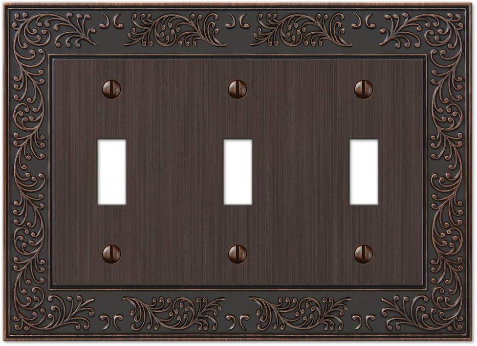 Aged Bronze Triple Toggle Cast Metal Wallplate