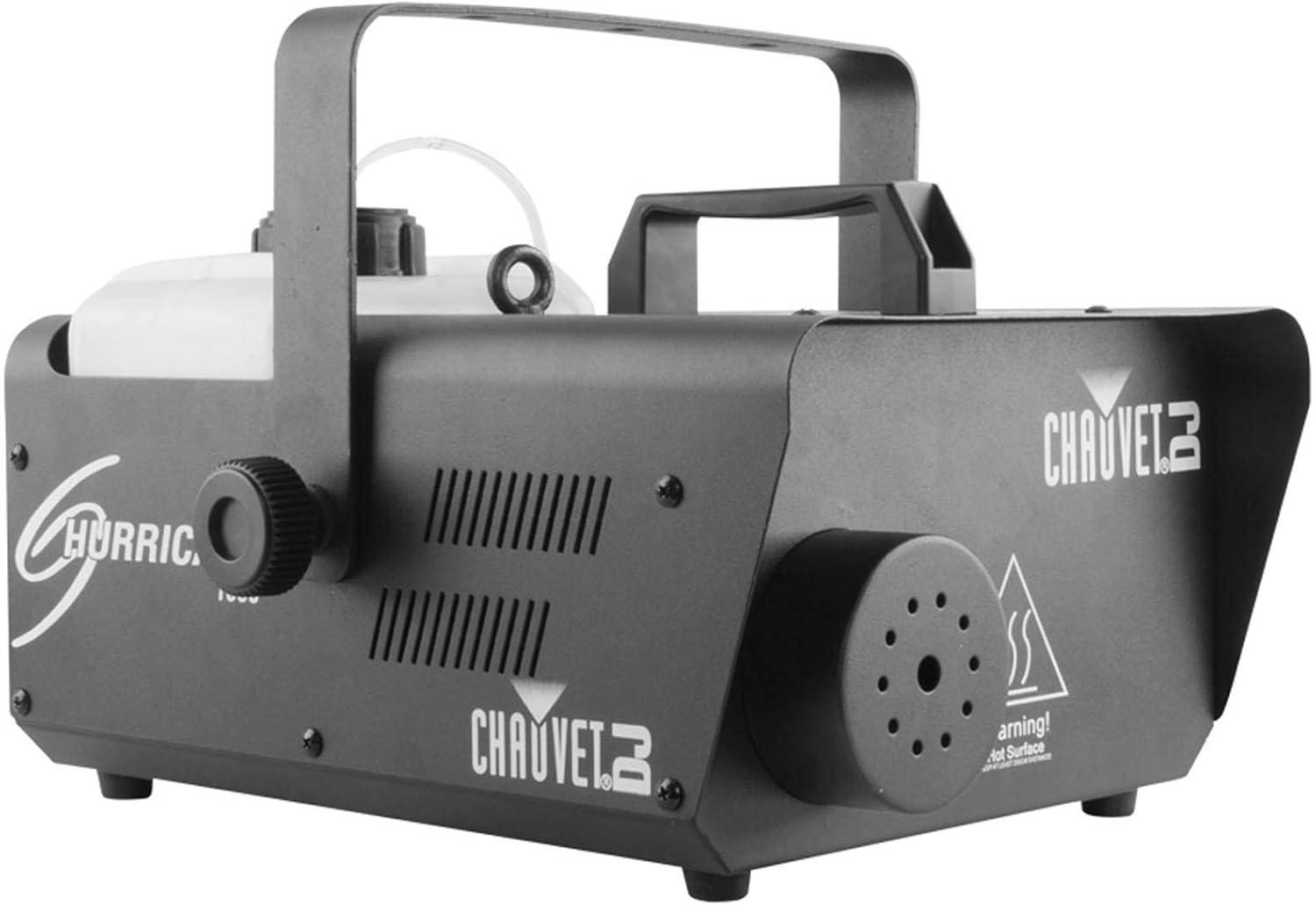 Compact High-Output Black Hurricane 1600 Fog Machine with DMX Control