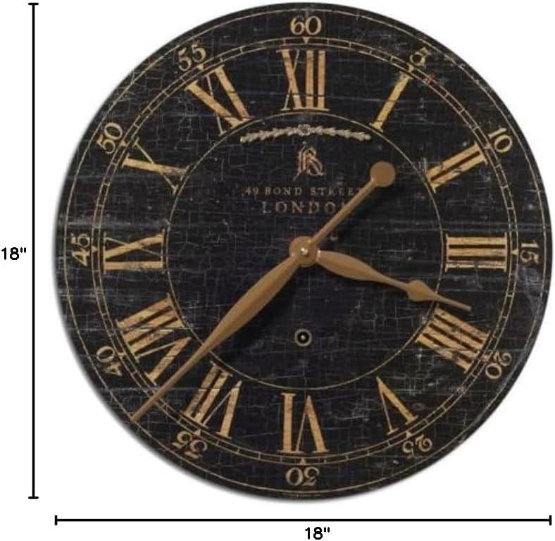 Uttermost Bond Street Black 18" Wide Round Wall Clock