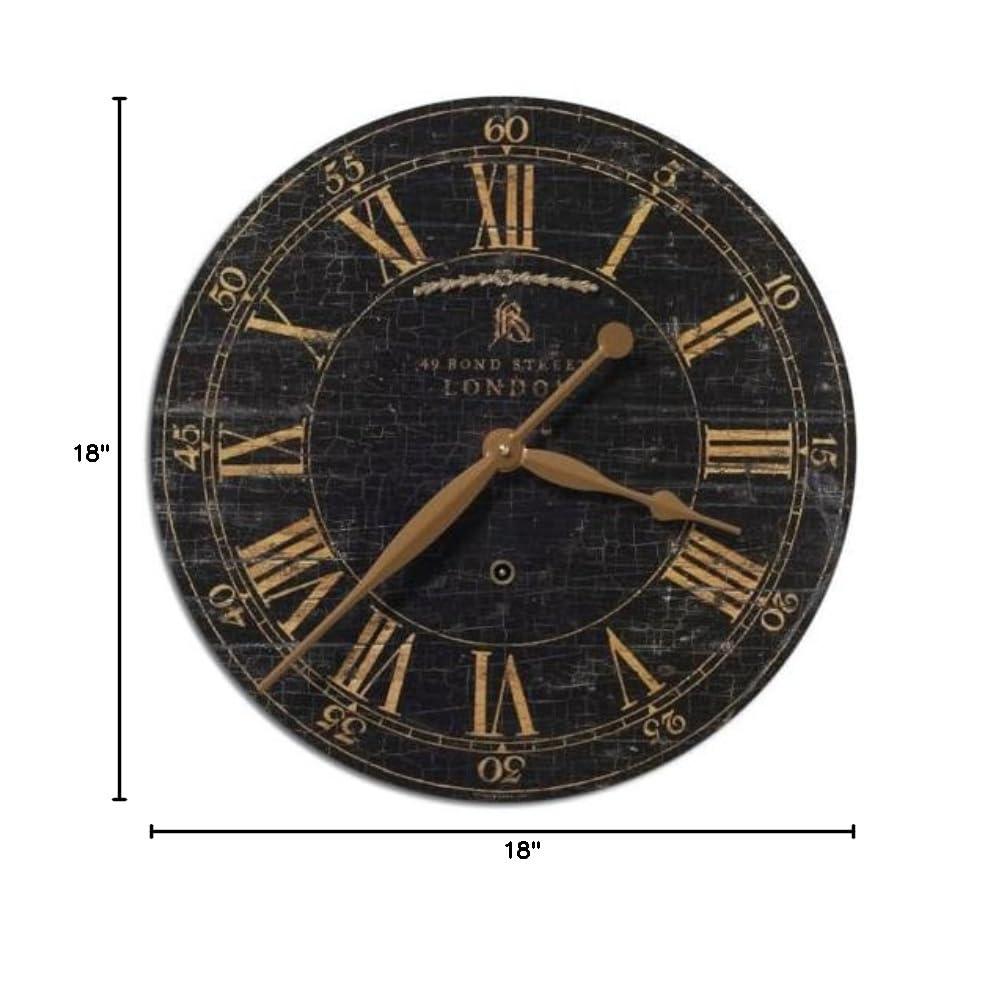 Uttermost Bond Street Black 18" Wide Round Wall Clock