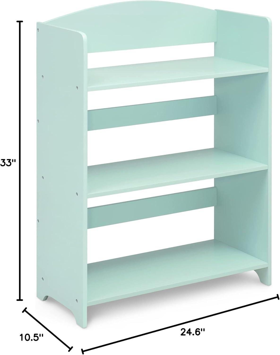 Mint Green Wooden Kids Bookshelf with Three Shelves