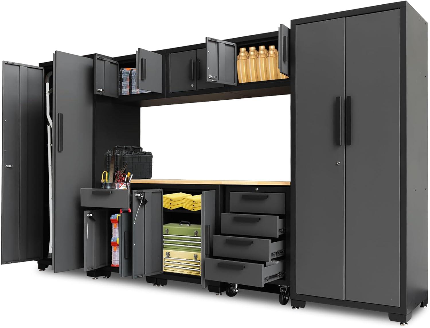 WFX Utility™ WFX Utility™ 6pcs Garage Cabinets And Storage System Set With Pegboard & Rubber Wood Worktop