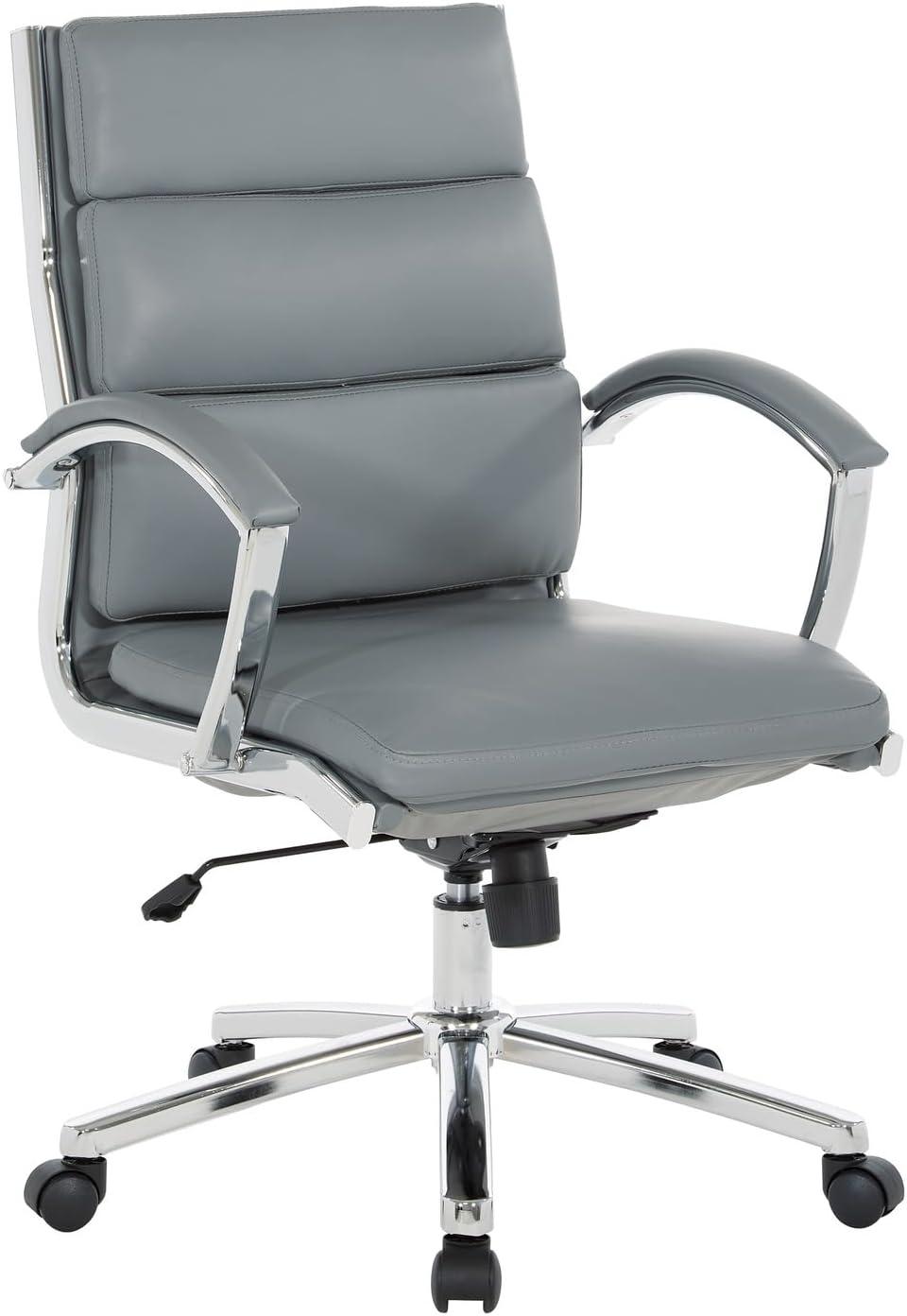 Mid Back Executive Charcoal Gray Faux Leather Chair