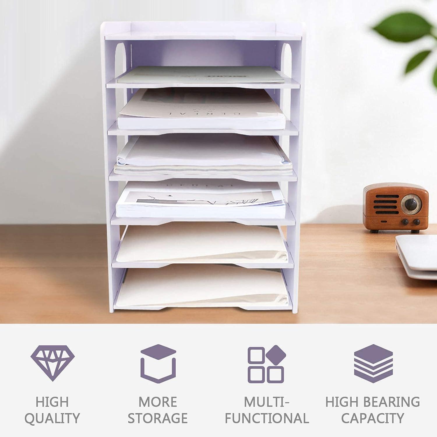 White 7-Tier PVC Foam Board Multifunctional Desk Organizer