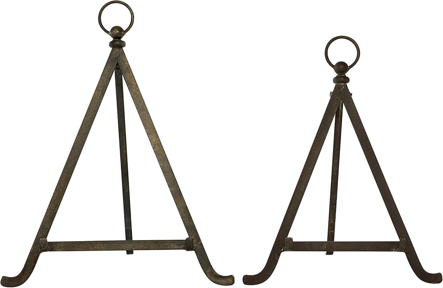 Bronze Metal Easel Set with Foldable Stand, 2-Piece