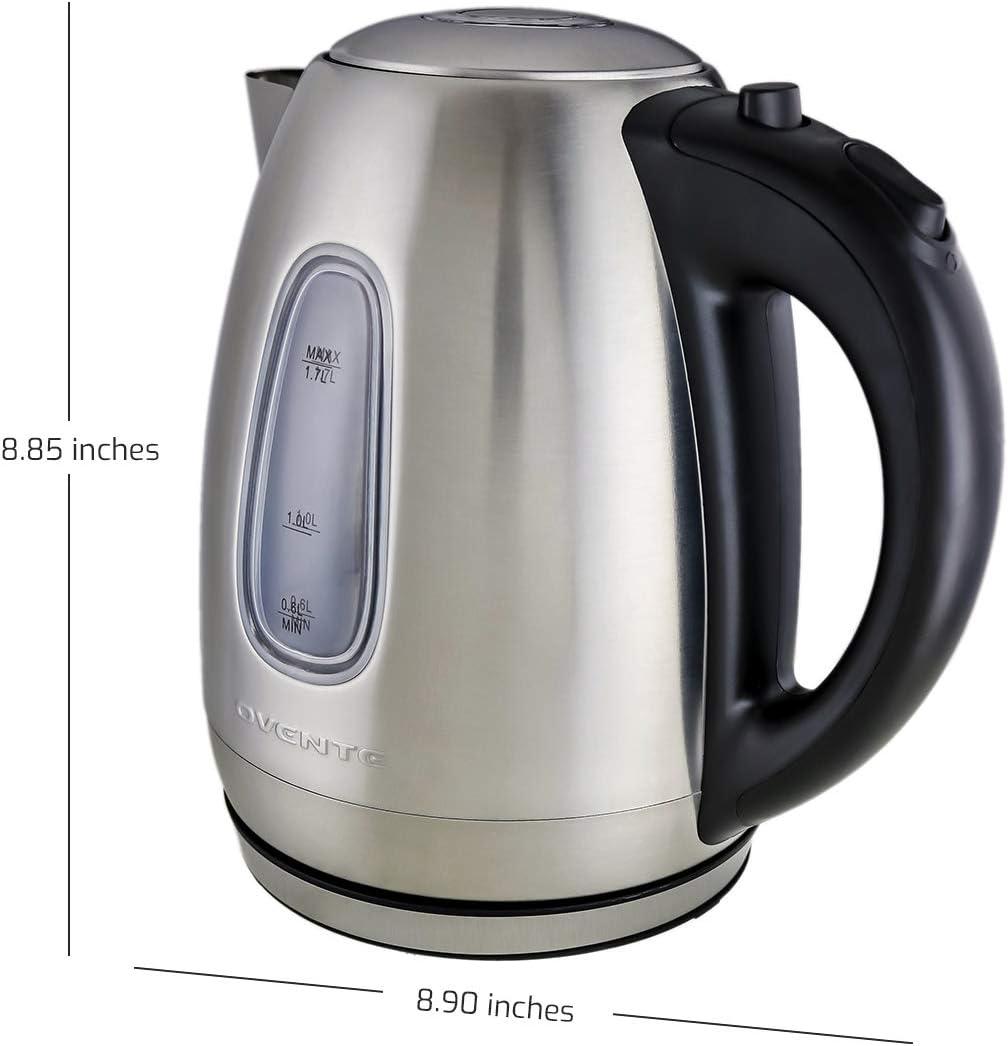 Ovente 1.7L Silver Stainless Steel Electric Kettle