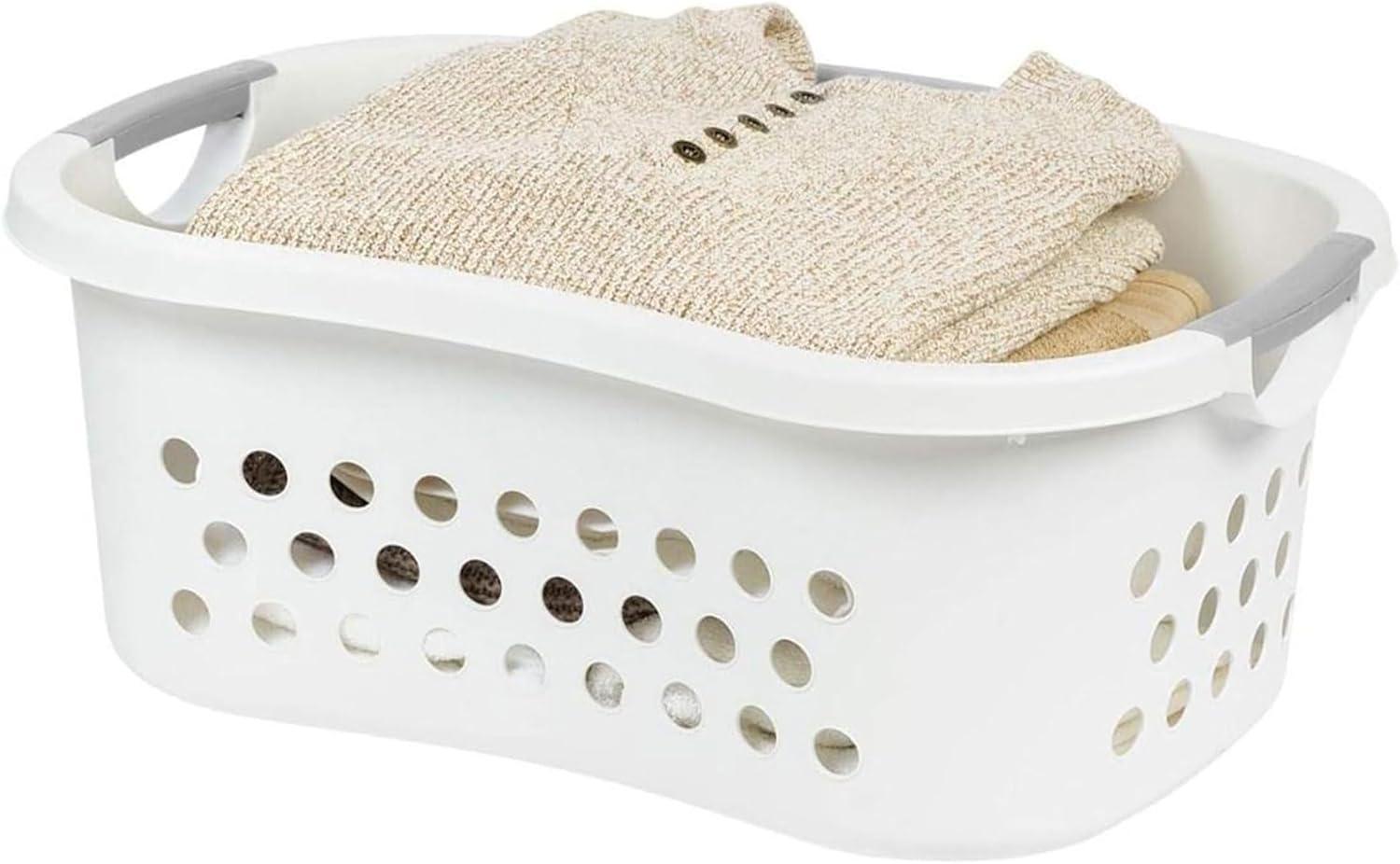 IRIS USA Laundry Basket 50L Large Plastic Hip Hold Hamper with Built-In Comfort Carry Handles, 3-Pack, 1.5 Bushel Hamper, Closet Laundry Room, White
