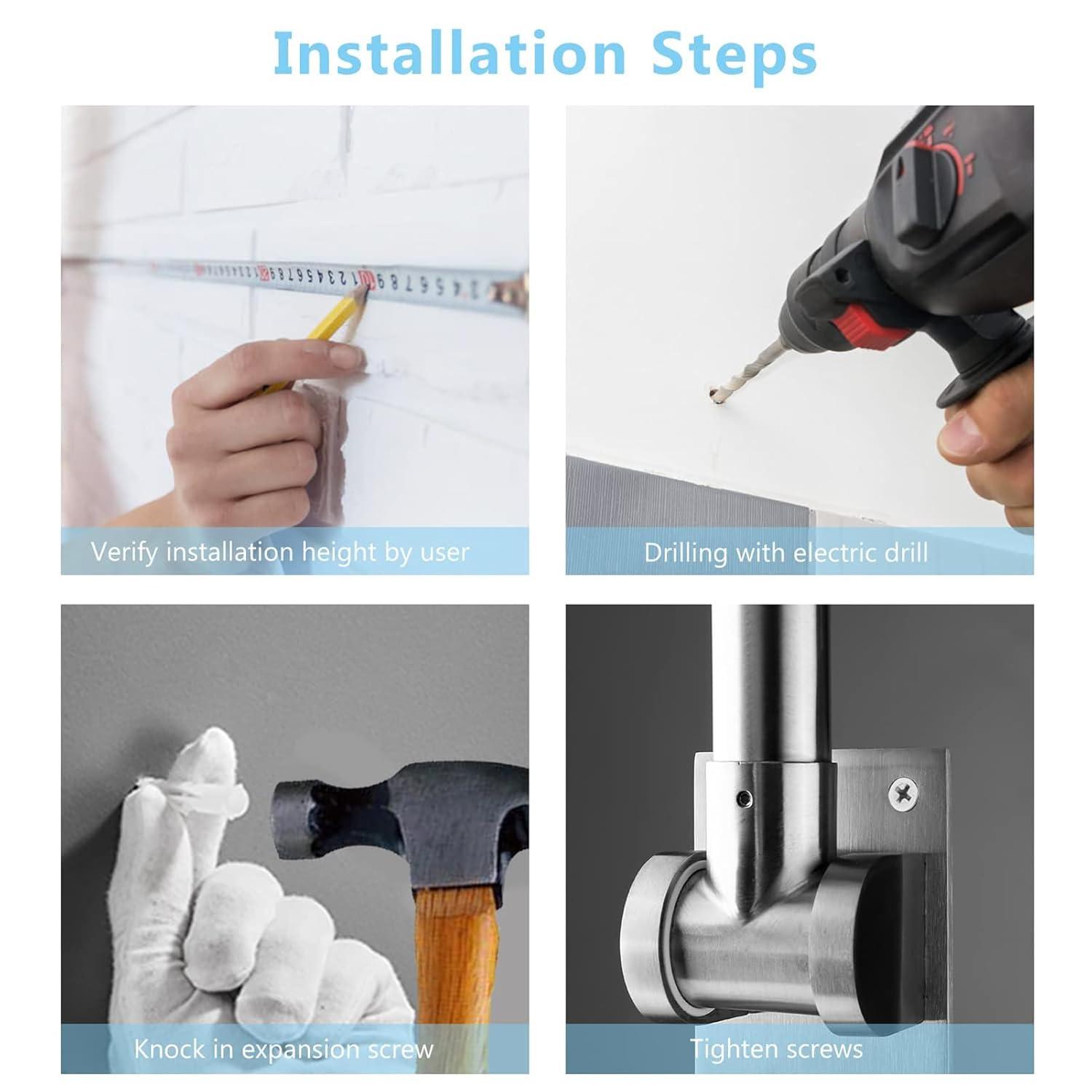 23.6'' Stainless Steel Flip-Up Toilet Safety Grab Bar