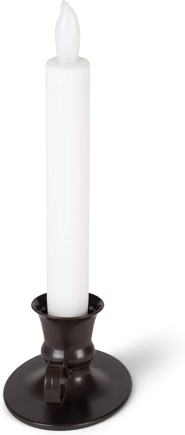 Antique Bronze LED Flameless Taper Candles with Timer, Set of 2