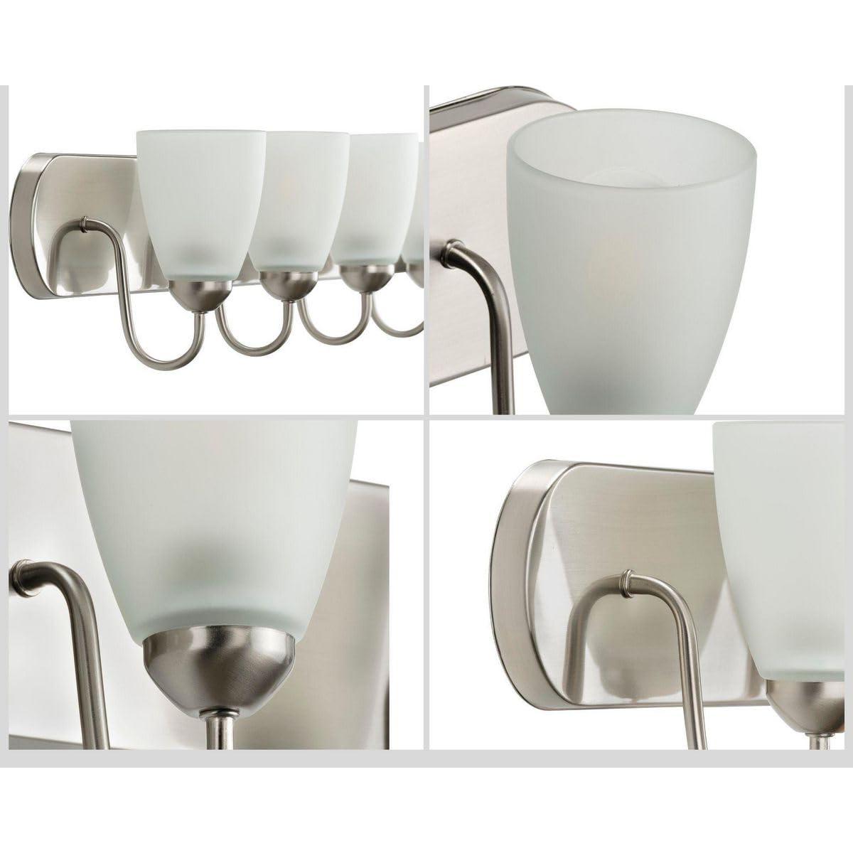 Progress Lighting Gather 6-Light Bath Bracket, Brushed Nickel, Etched Glass Shades