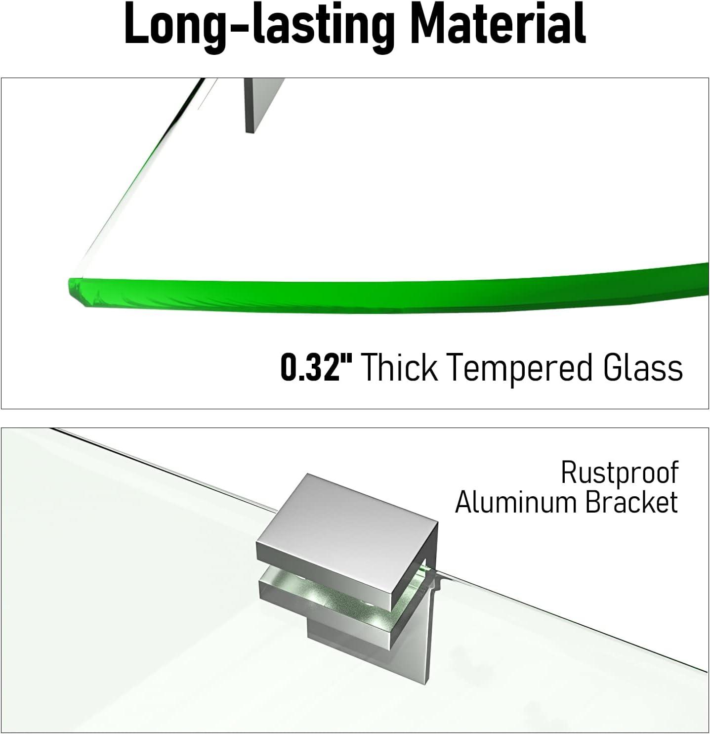 GeekDigg Glass Shelf Shower Caddie, 2-Pack Clear