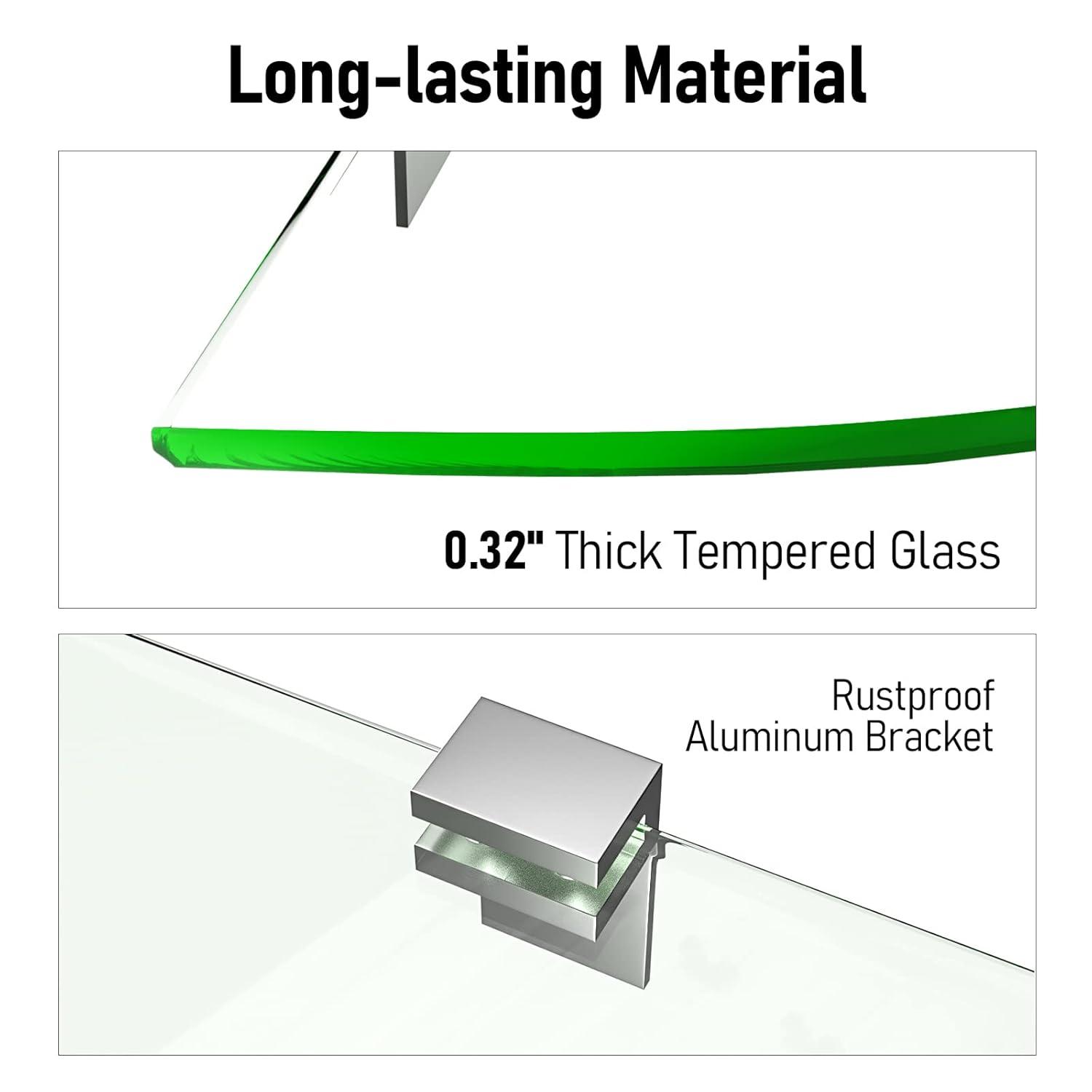 GeekDigg Glass Shelf Shower Caddie, 2-Pack Clear