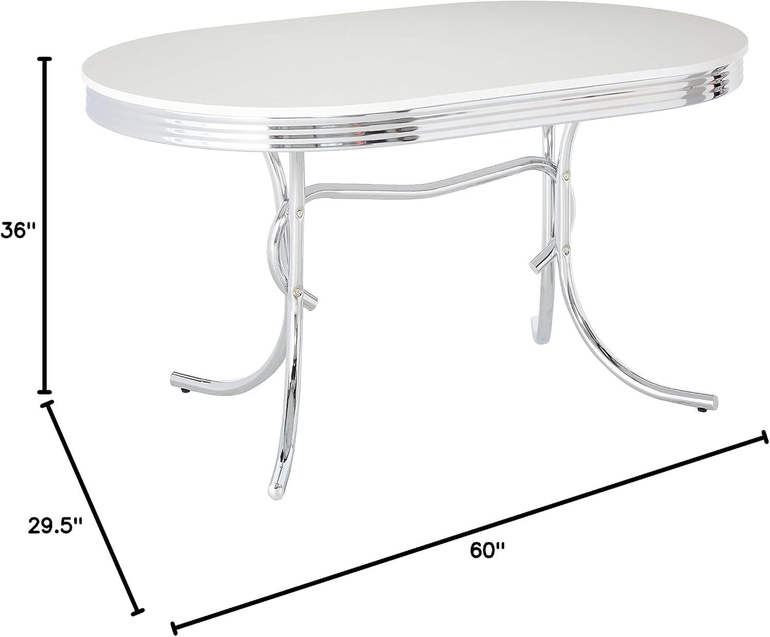 Coaster Retro Contemporary Wood Oval Shape Dining Table in White