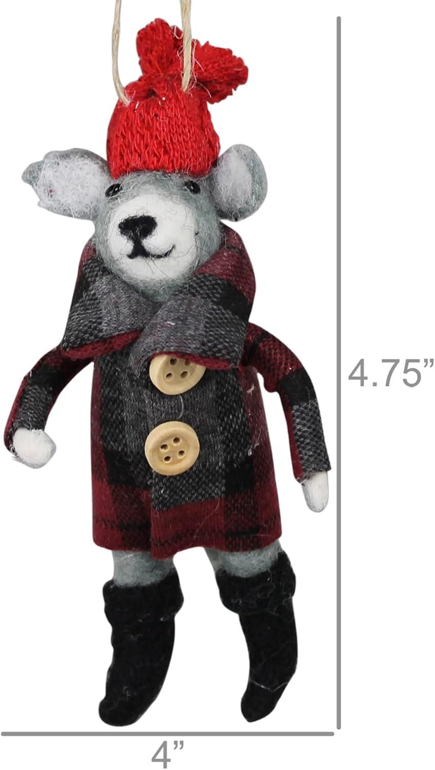 HomArt Dog with Plaid Jacket Hanging Ornament, 4.75-inch Height, Felt